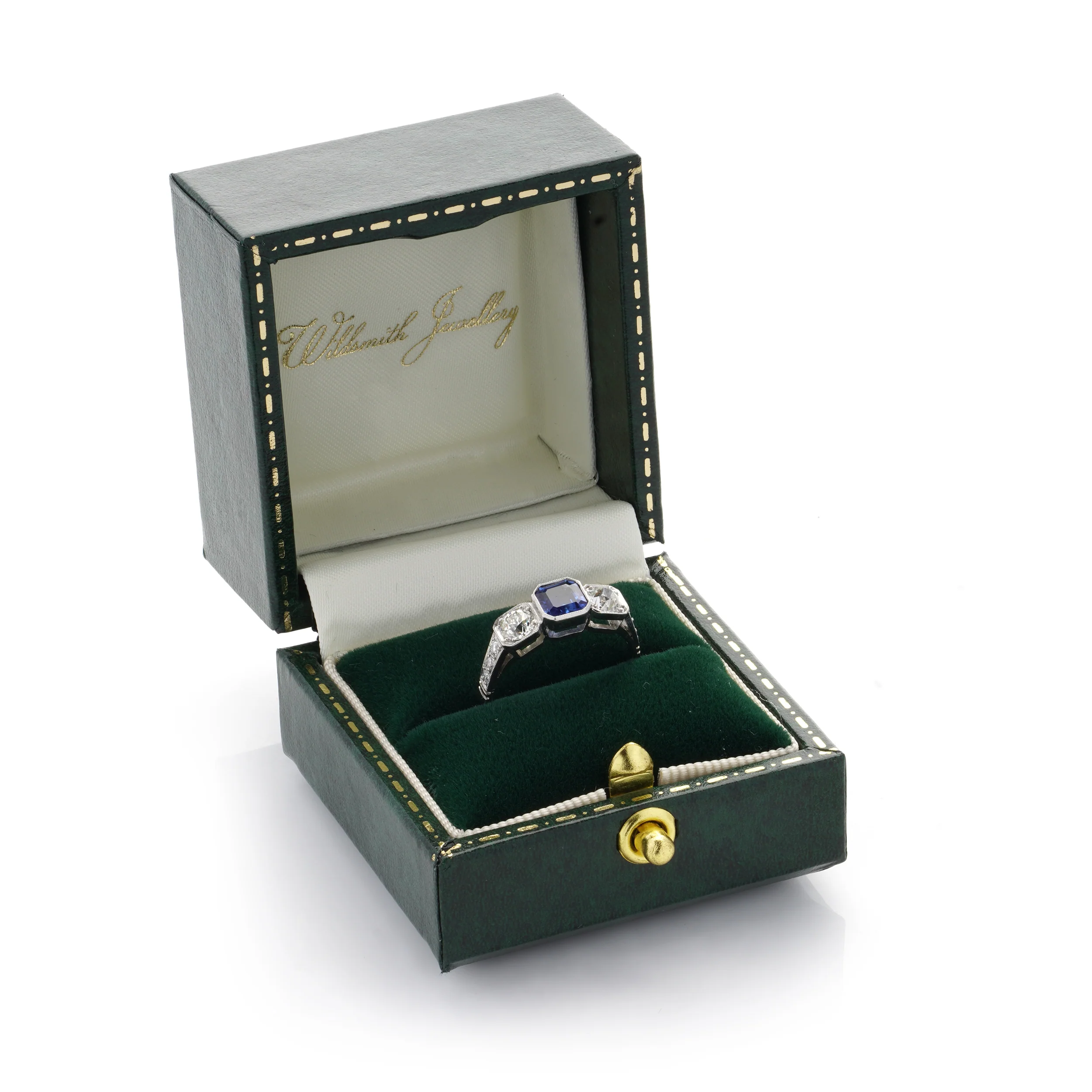 Art Deco Style Sapphire & Old Cut Diamond Ring - Image 7