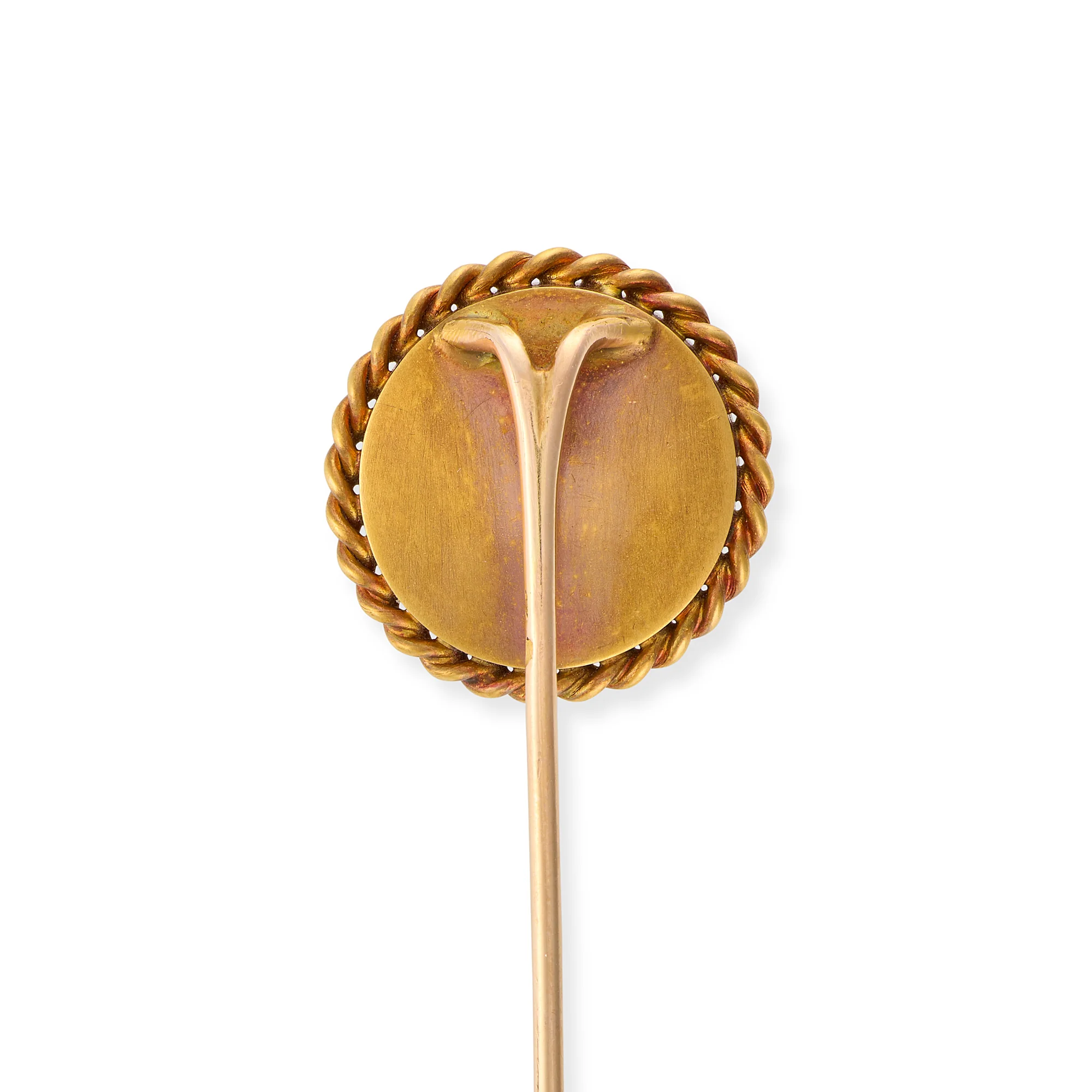 Belle Époque Reverse Intaglio Crystal Stickpin of A Jockey on Horseback - Image 3