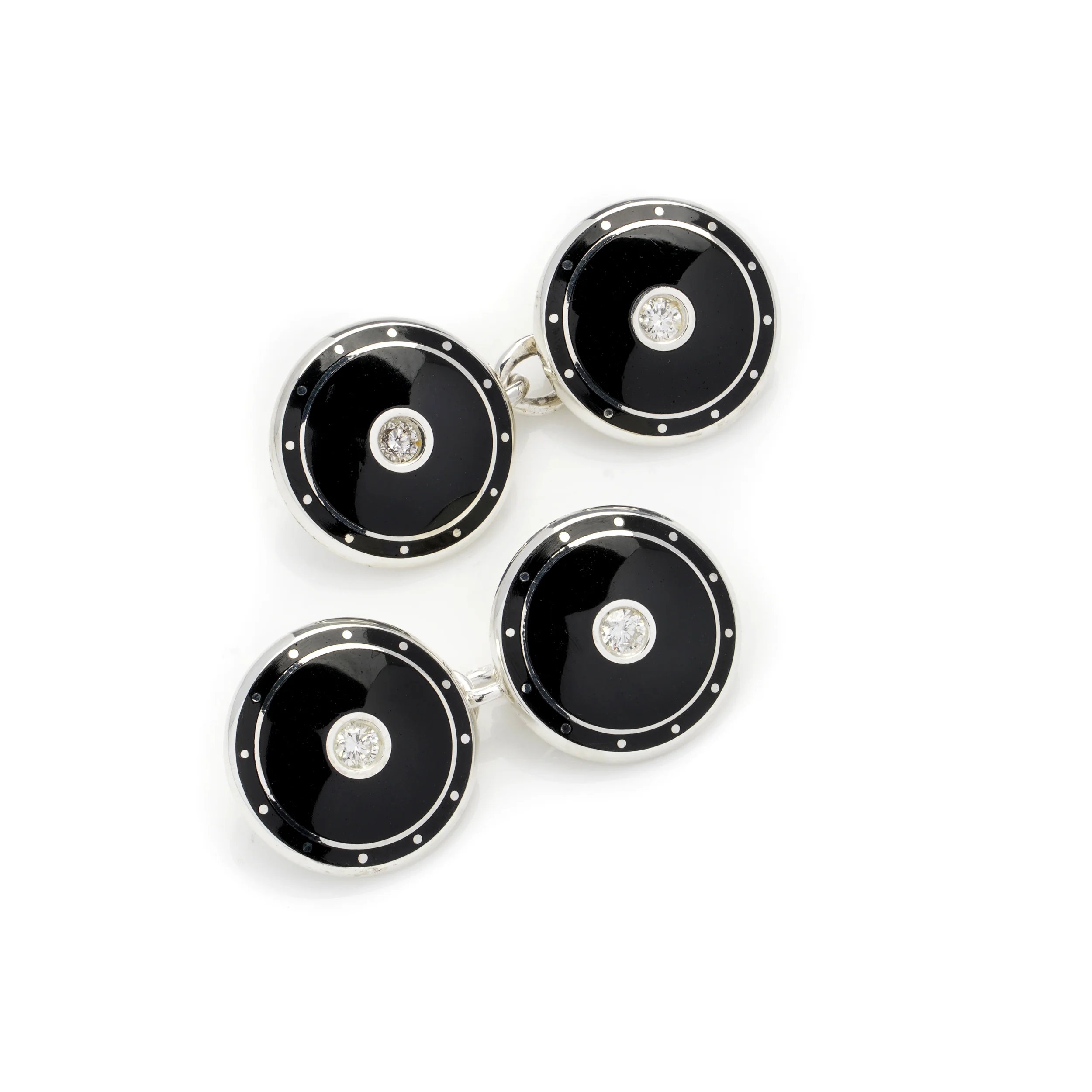 Diamond & Black Enamel Round Dress Set - Image 3