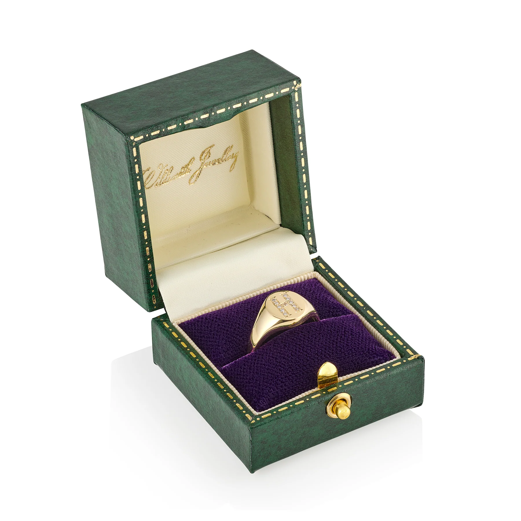 Diamond Initial Ladies Oxford Oval Signet Ring, 10.5 x 8.5 - Image 5