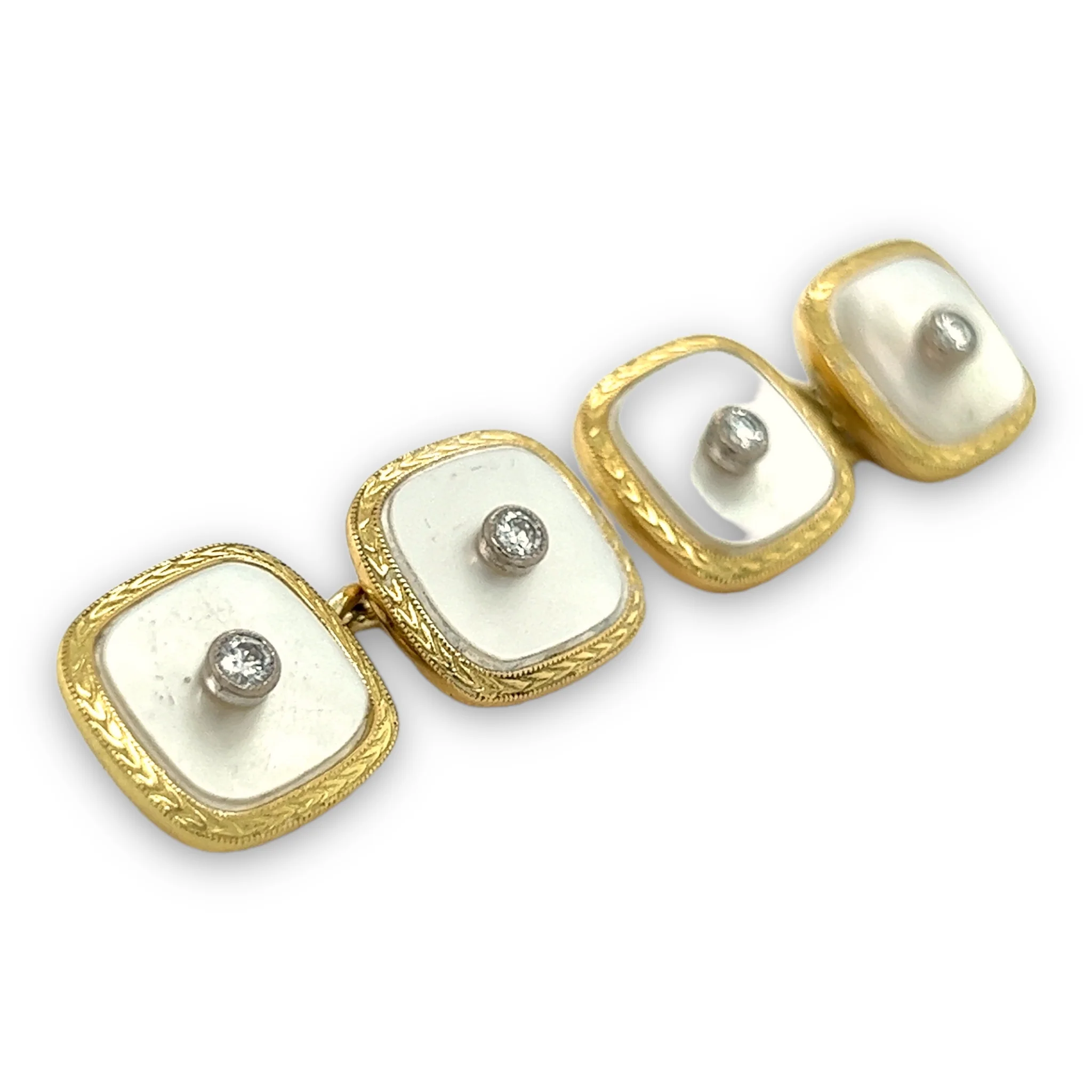 Diamond Mother of Pearl Cufflinks by Deakin and Francis - Image 4