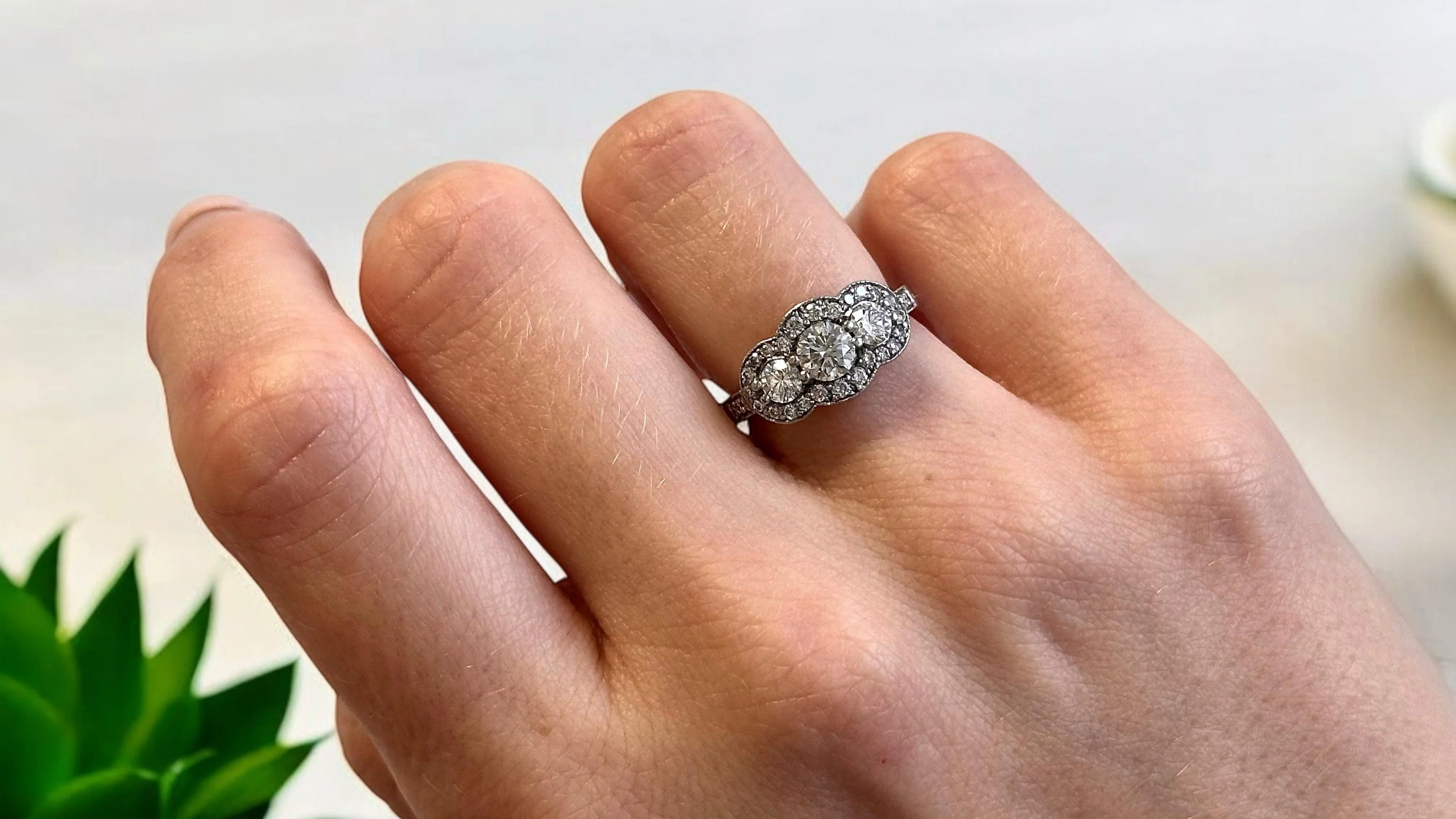 Diamond Three Stone Engagement Ring - Image 2