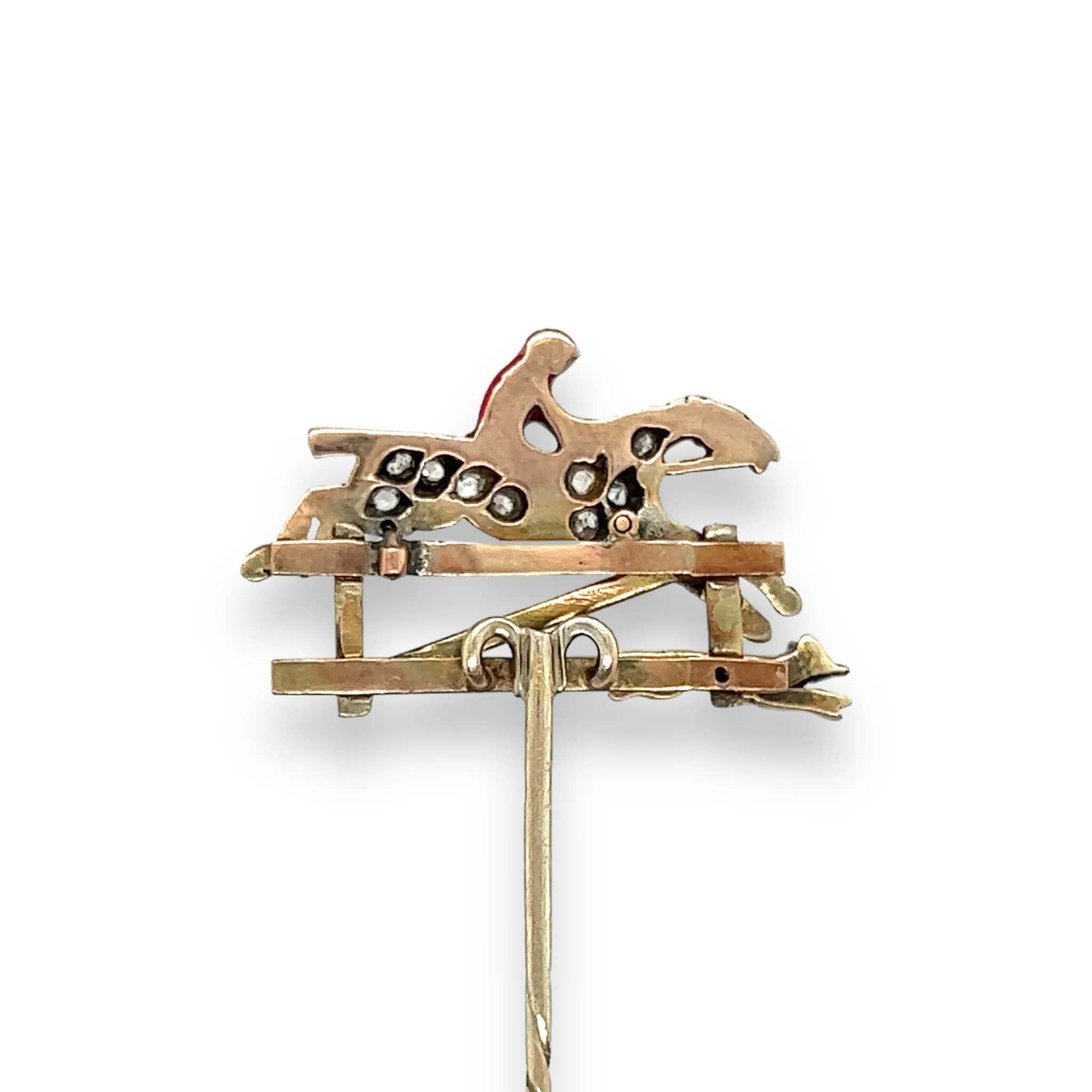 Edwardian Diamond & Enamel Fox Hunting Stickpin - Image 2