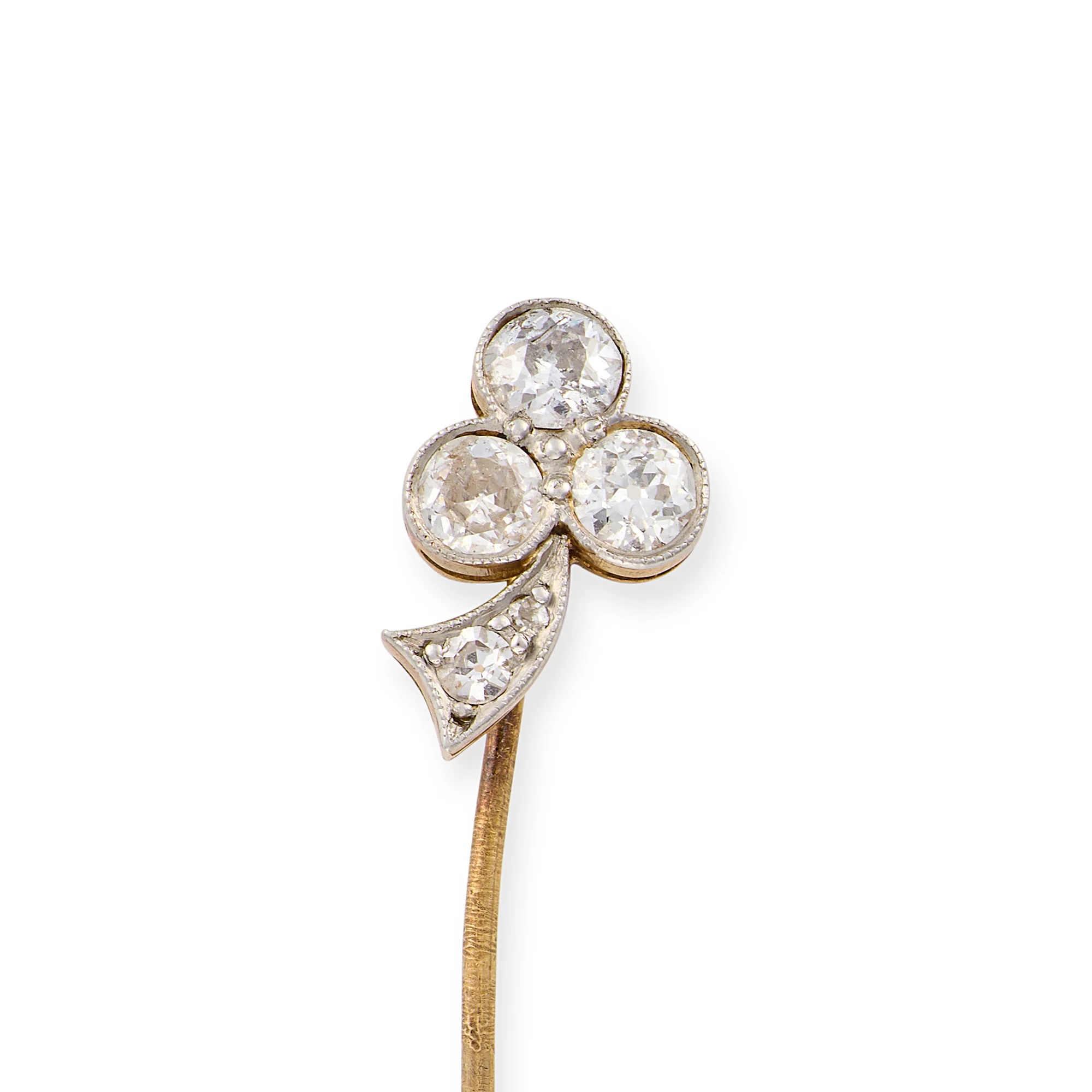 Edwardian Old Cut Diamond Clover Stickpin