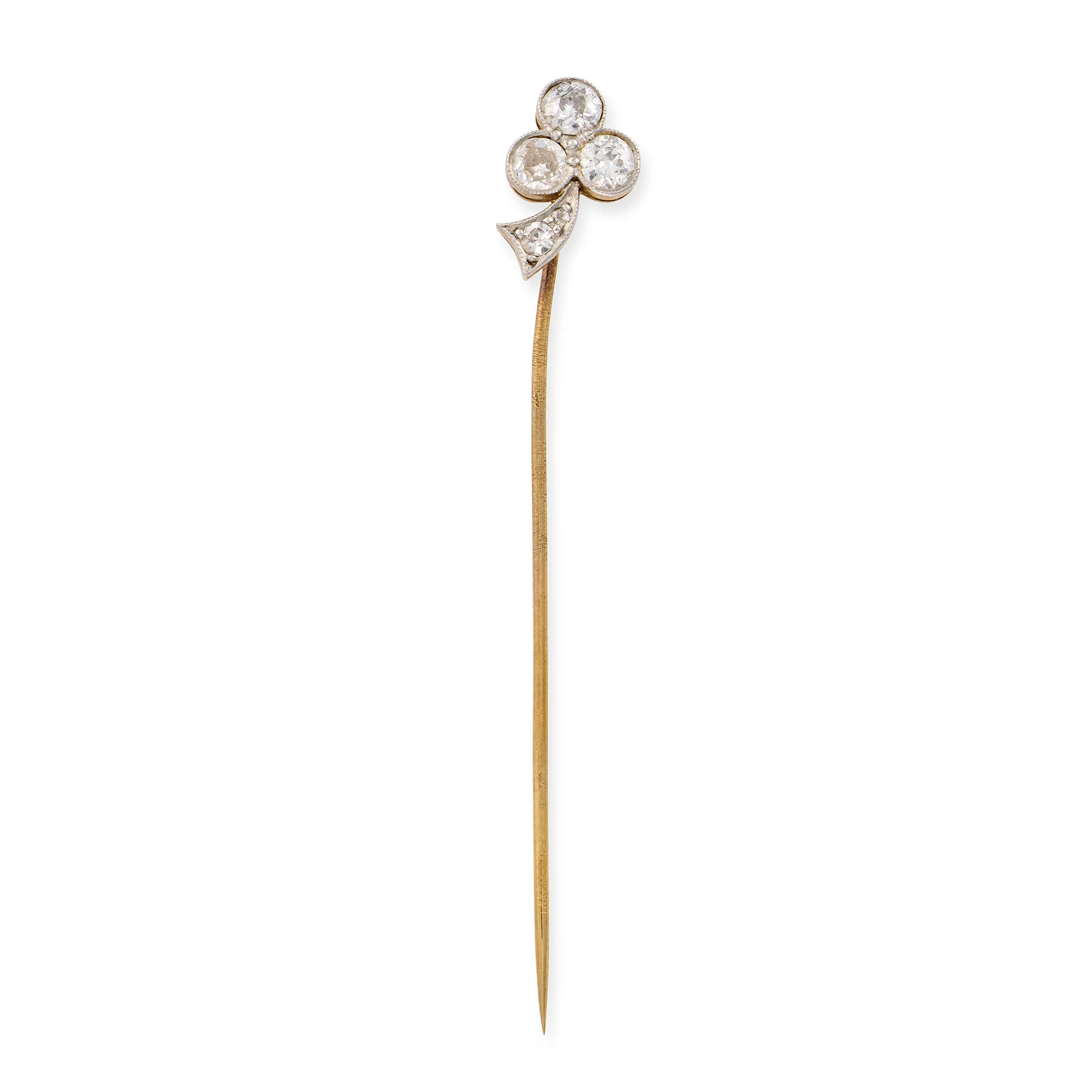Edwardian Old Cut Diamond Clover Stickpin - Image 2