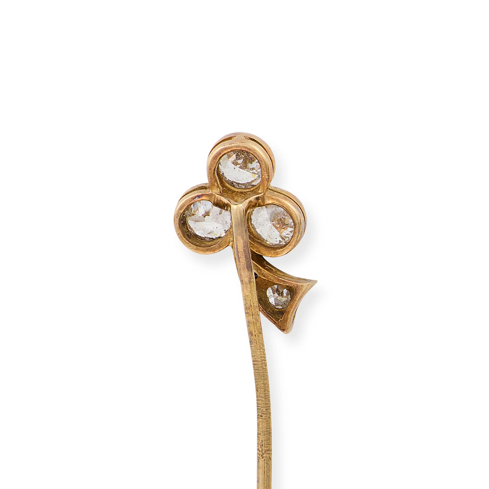 Edwardian Old Cut Diamond Clover Stickpin - Image 3