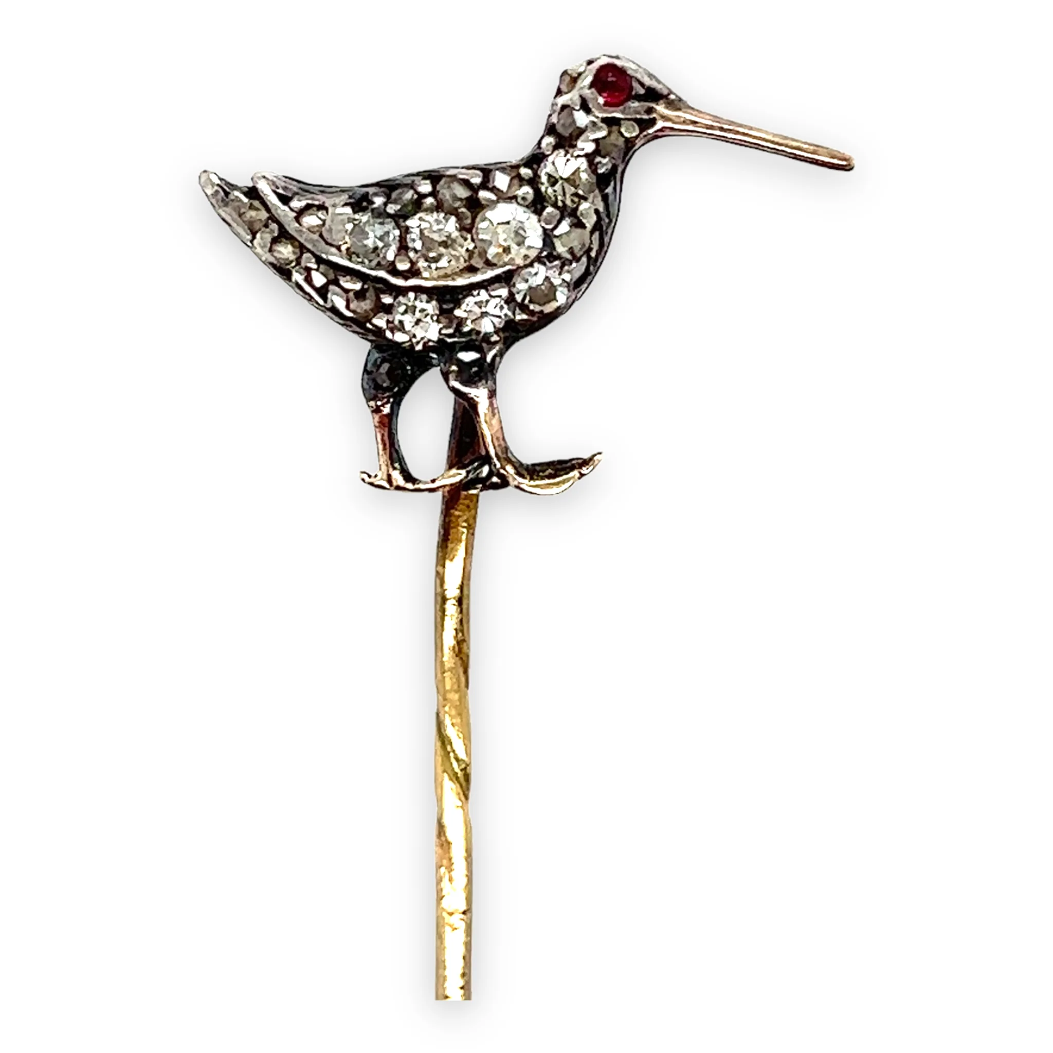 Edwardian Ruby & Diamond Snipe Stickpin