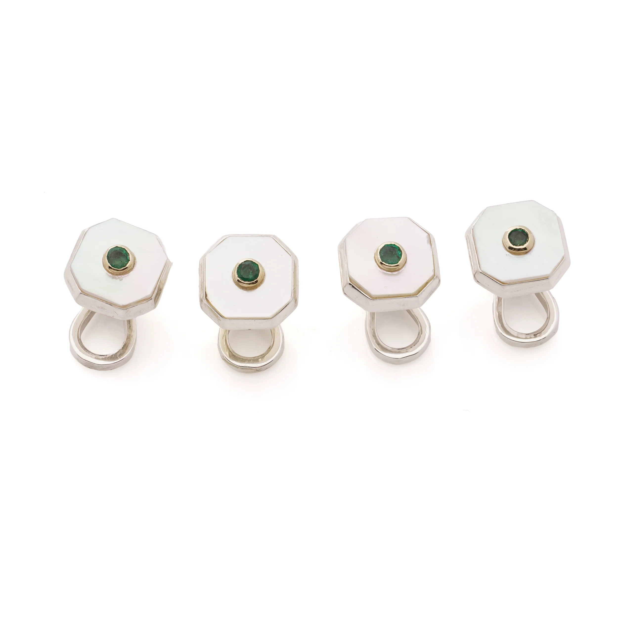 Emerald & Mother of Pearl Octagonal Dress Set - Image 3