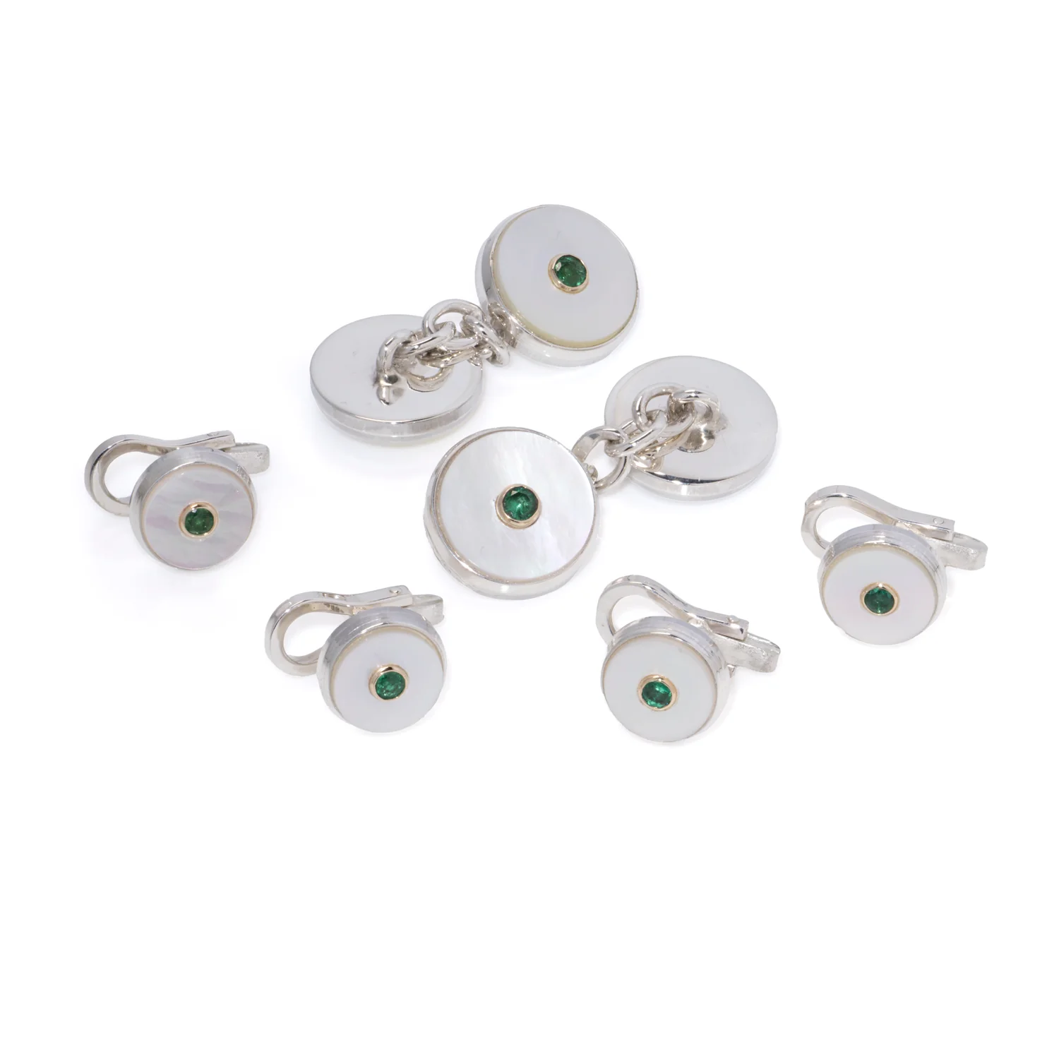 Emerald & Mother of Pearl Round Dress Set
