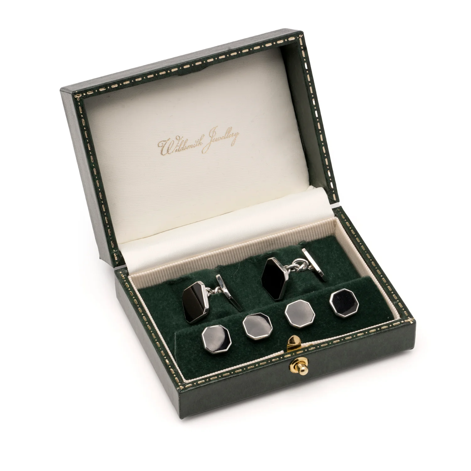 Enamel & Sterling Silver Octagonal Dress set - Image 2