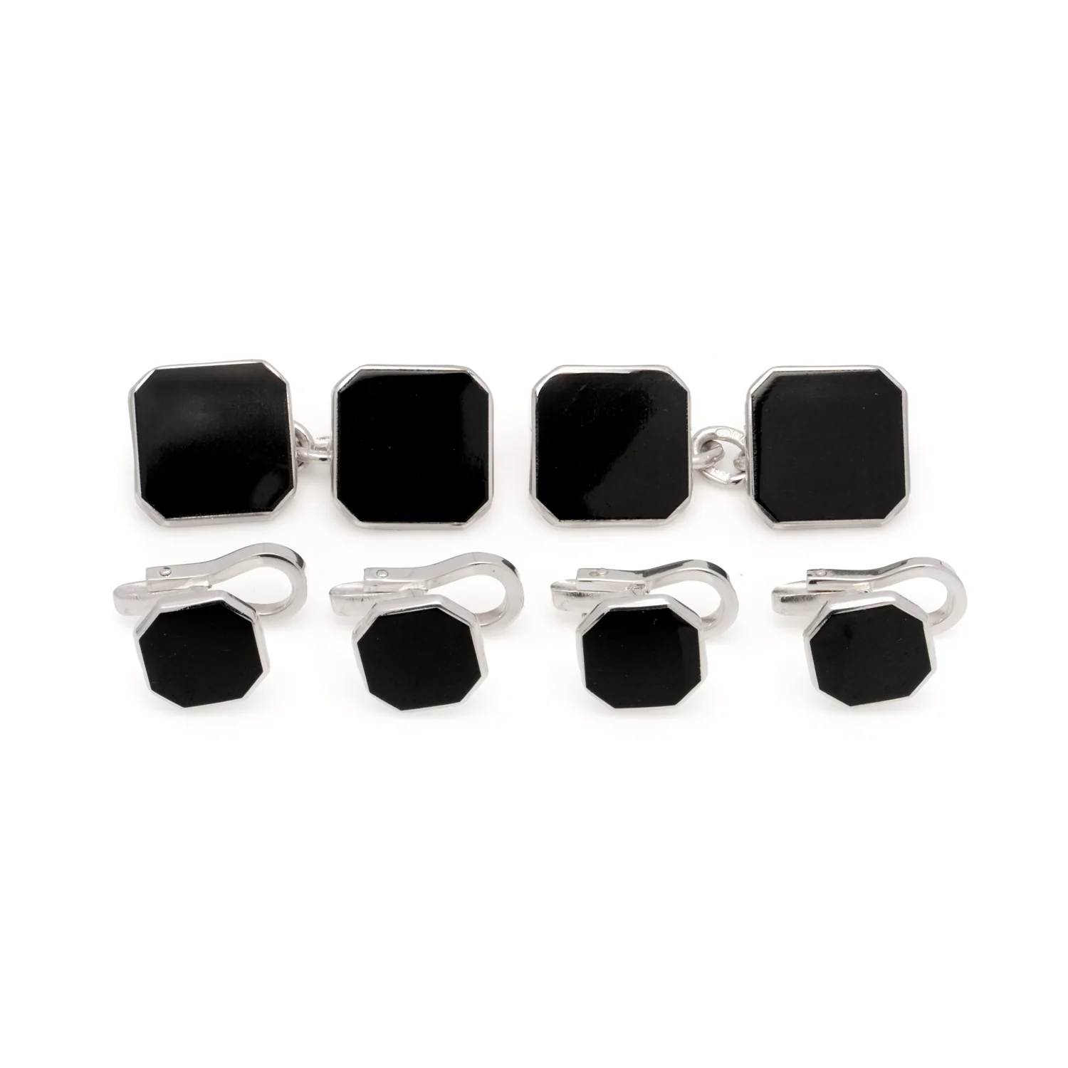 Enamel & Sterling Silver Octagonal Dress set - Image 3