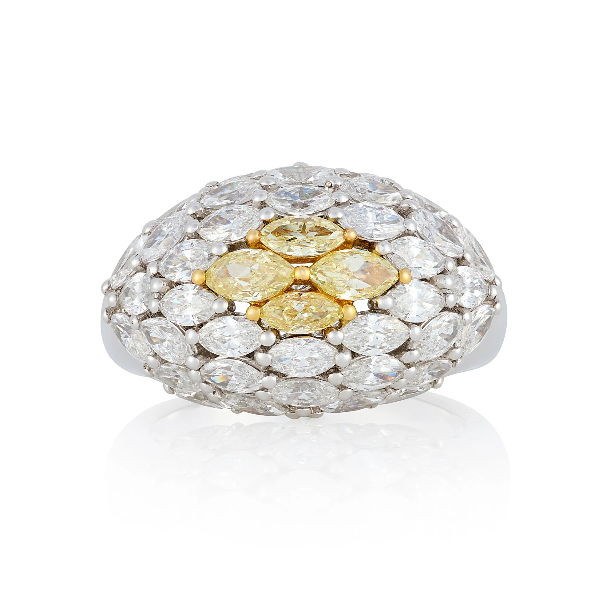 Fancy Yellow Diamond Cluster Ring