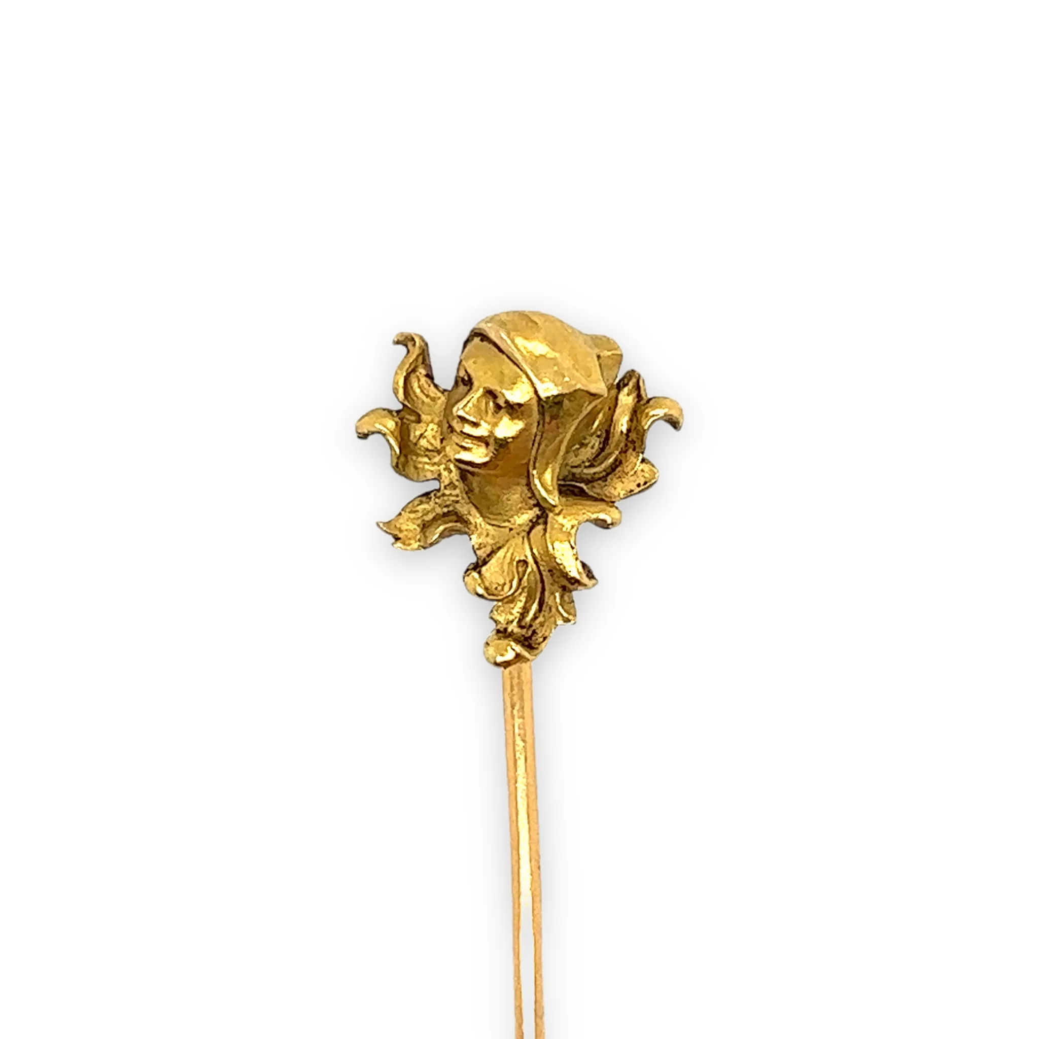 French Art Nouveau Gold Jester Stickpin by Léon Gariod
