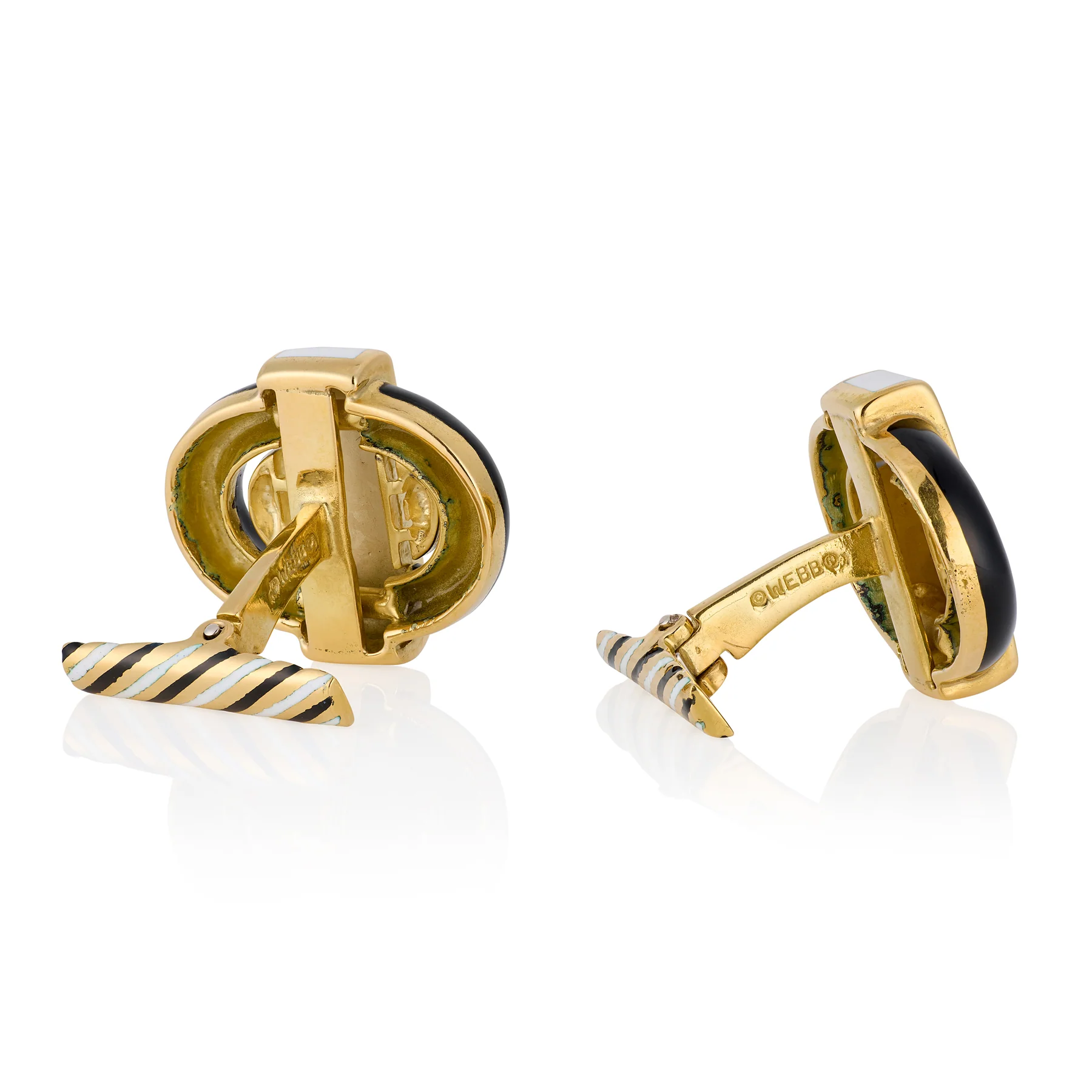 Geometric 18ct Gold & Enamel Cufflinks - Image 2
