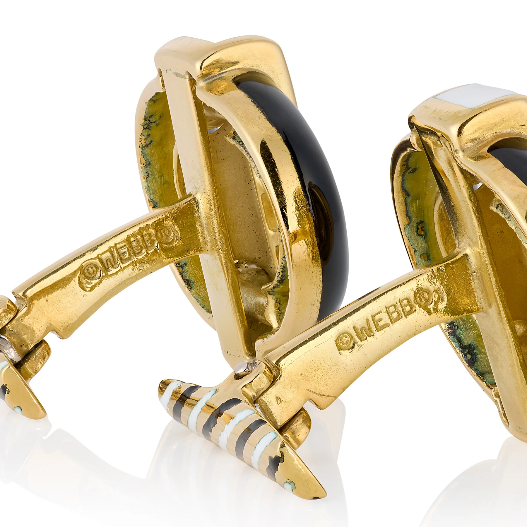 Geometric 18ct Gold & Enamel Cufflinks - Image 3