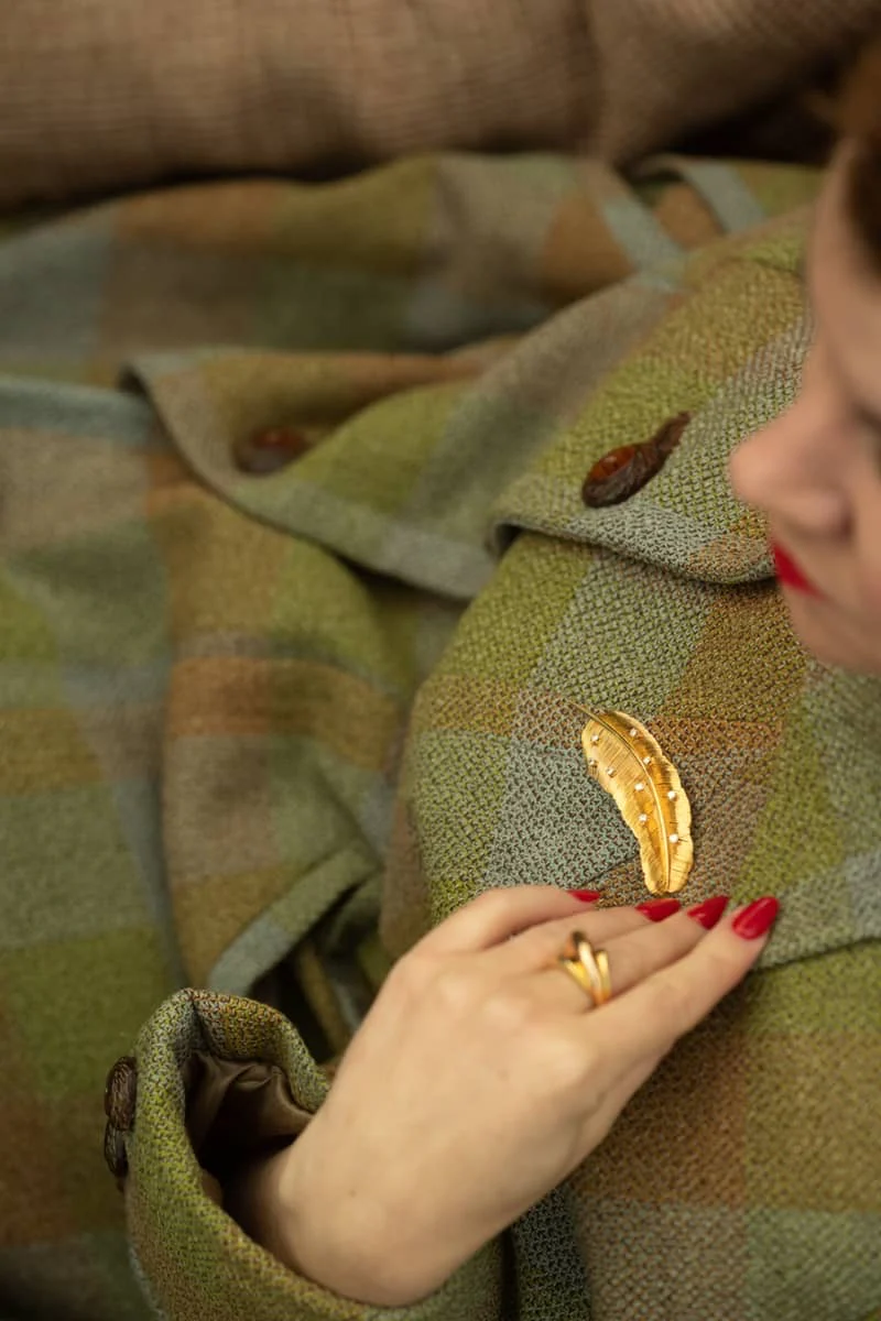 Gold and Diamond Feather Brooch - Image 3
