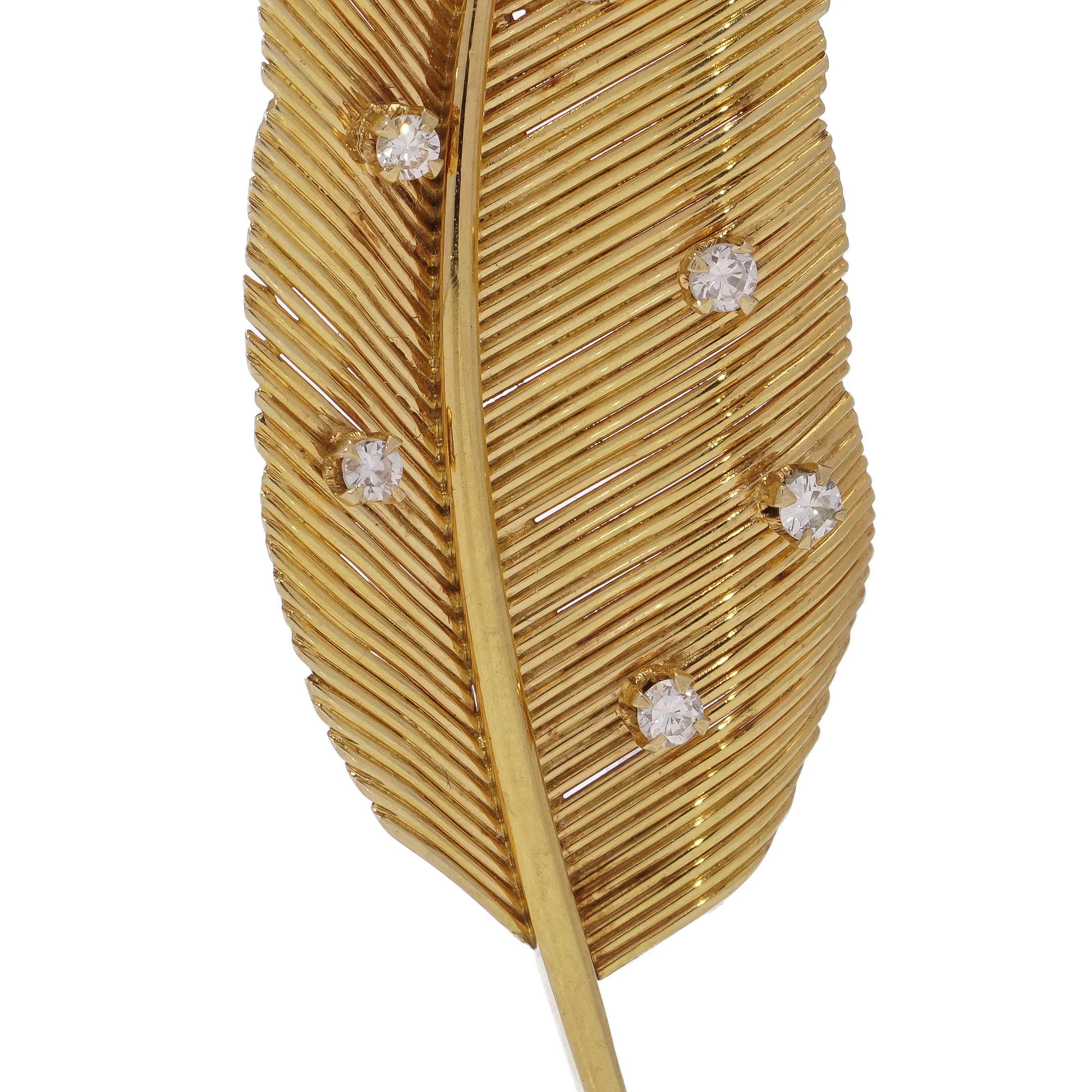 Gold and Diamond Feather Brooch - Image 5