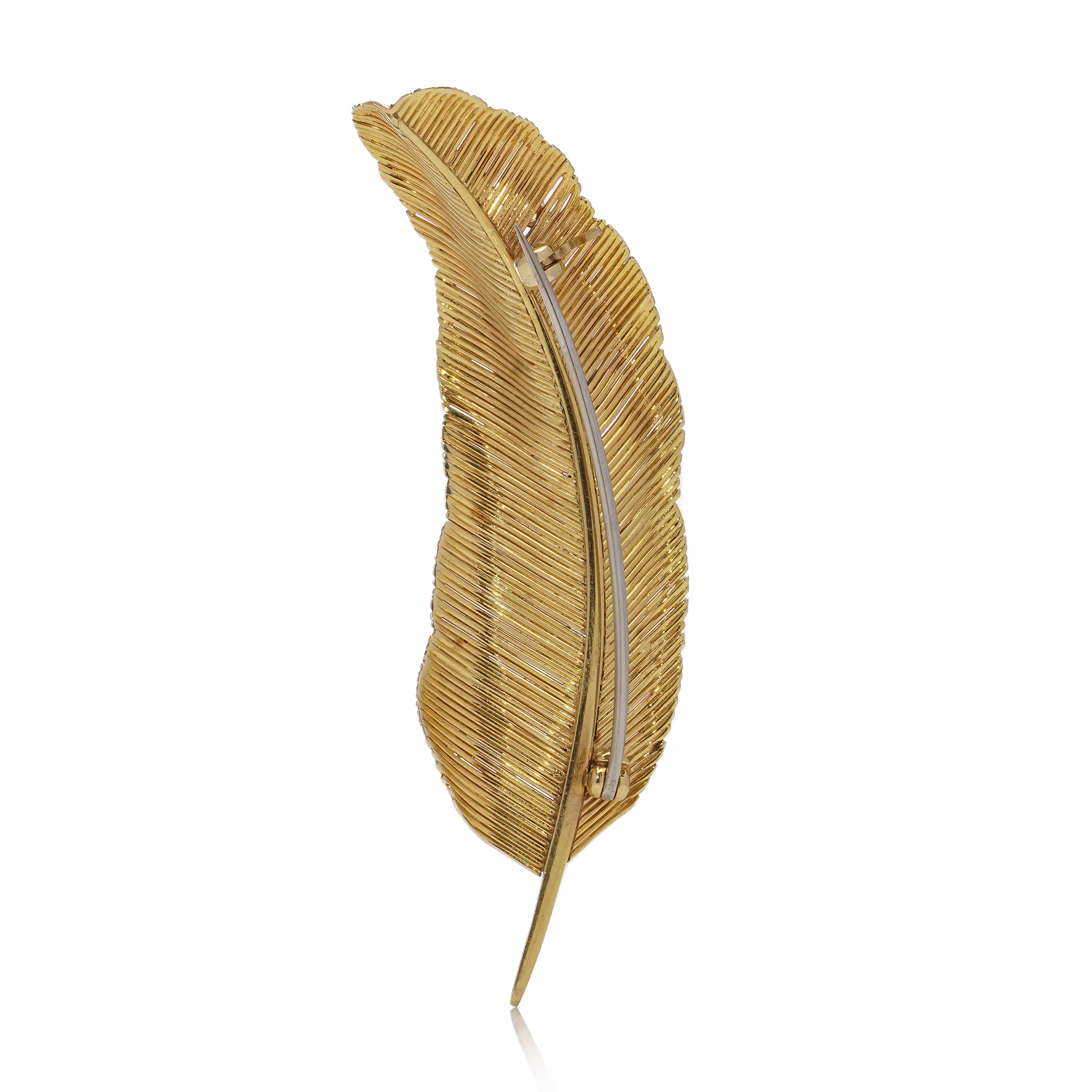 Gold and Diamond Feather Brooch - Image 6