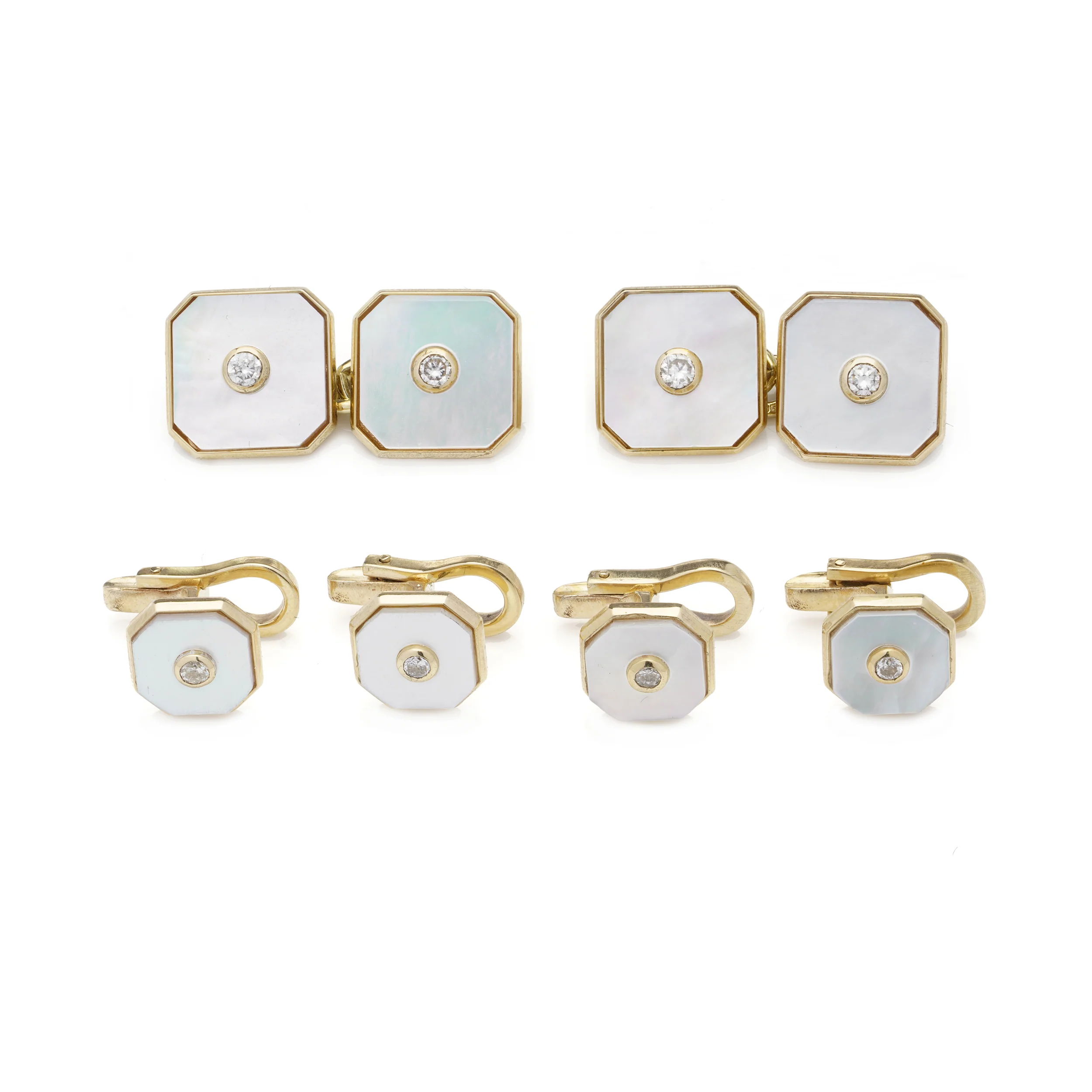 Gold Diamond & Mother of Pearl Octagonal Dress Set - Image 3