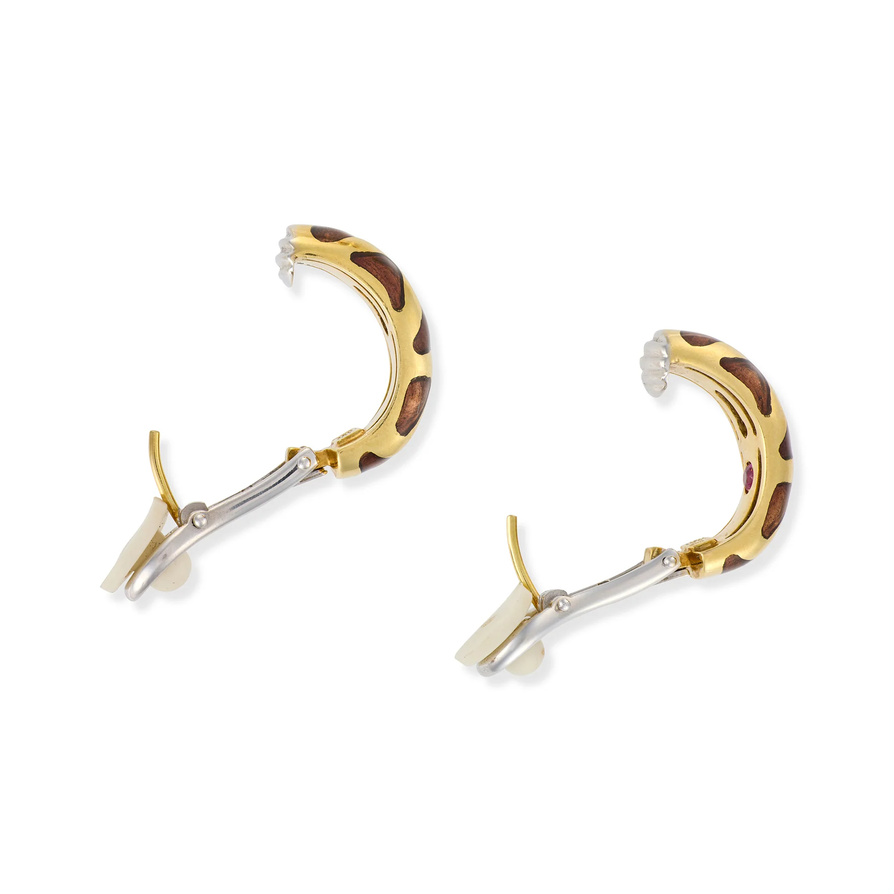 Gold & Enamel 'Giraffe' Earrings by Roberto Coin - Image 3