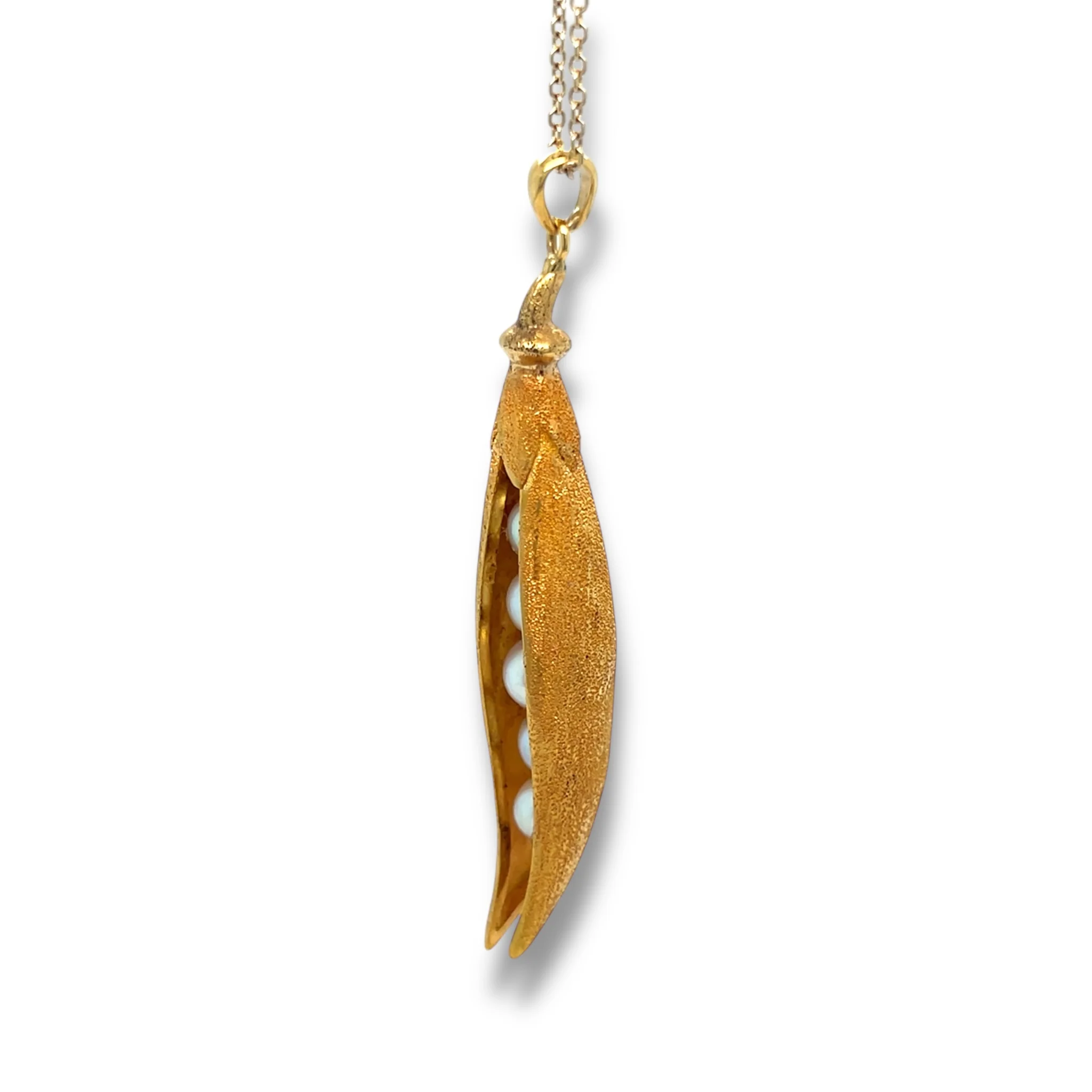 Gold & Pearl Peas in a Pod Pendant - Image 3