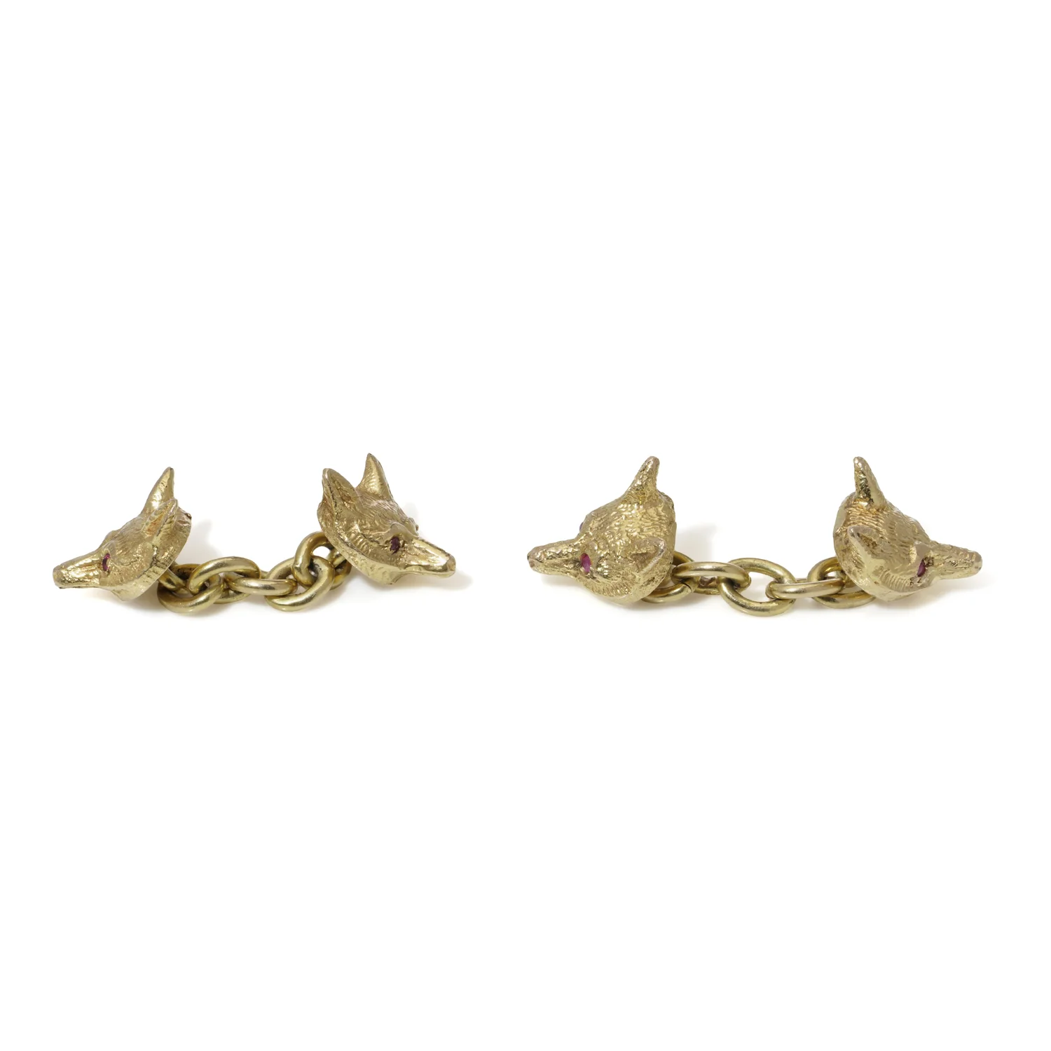 Gold Ruby Eyed Fox Head Cufflinks - Image 3