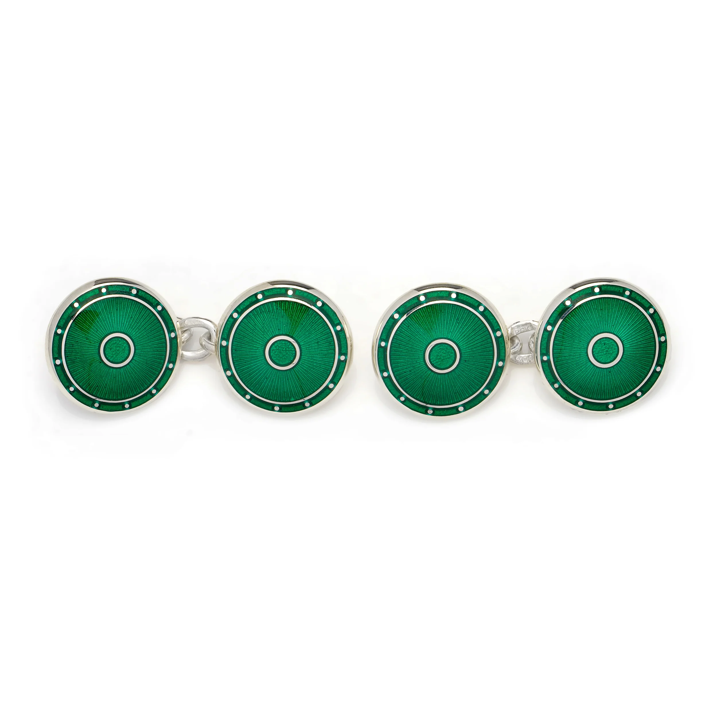 Green Enamel Sterling Silver Cufflinks - Image 4