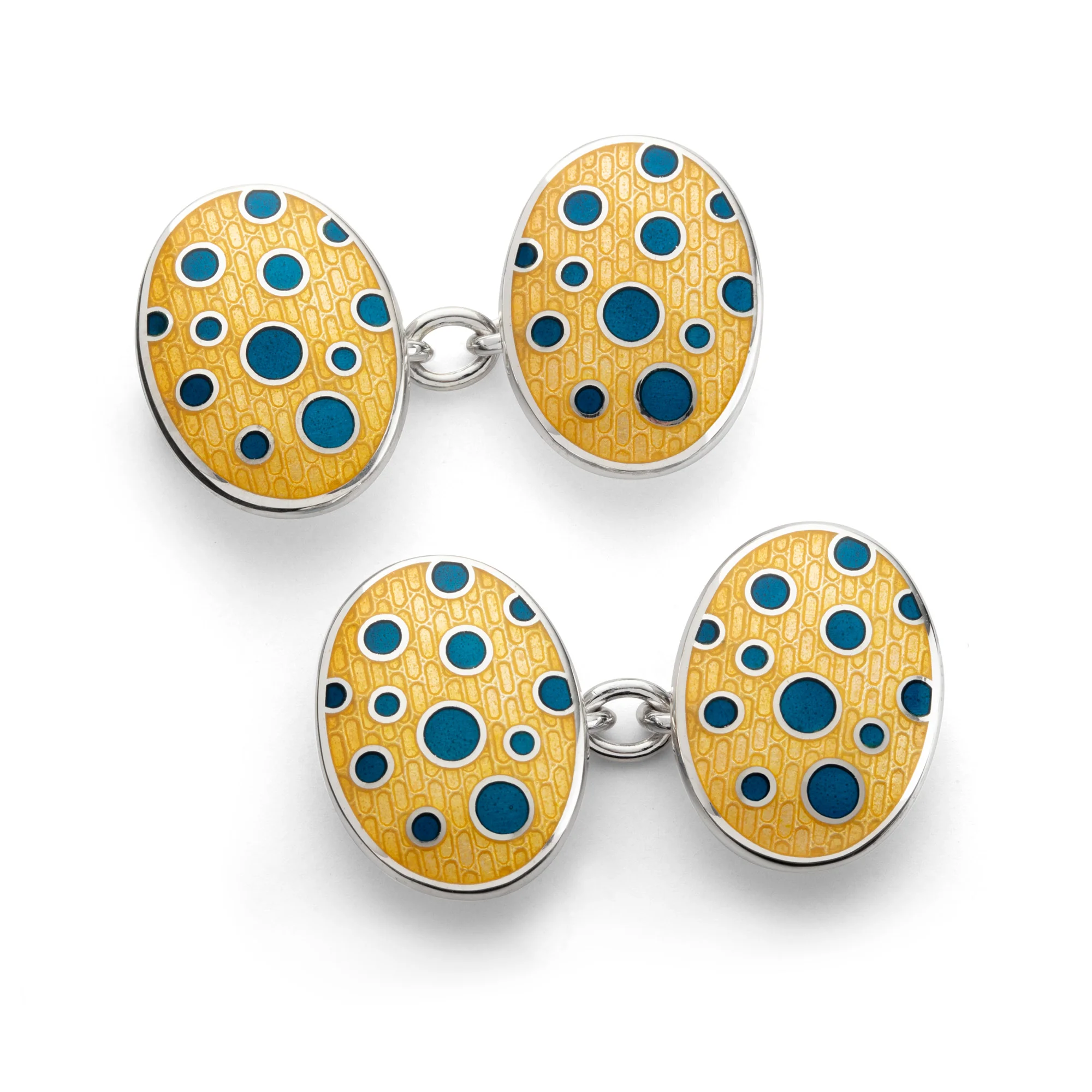 Hand Enamelled Sterling Silvering “Bubble” Cufflinks