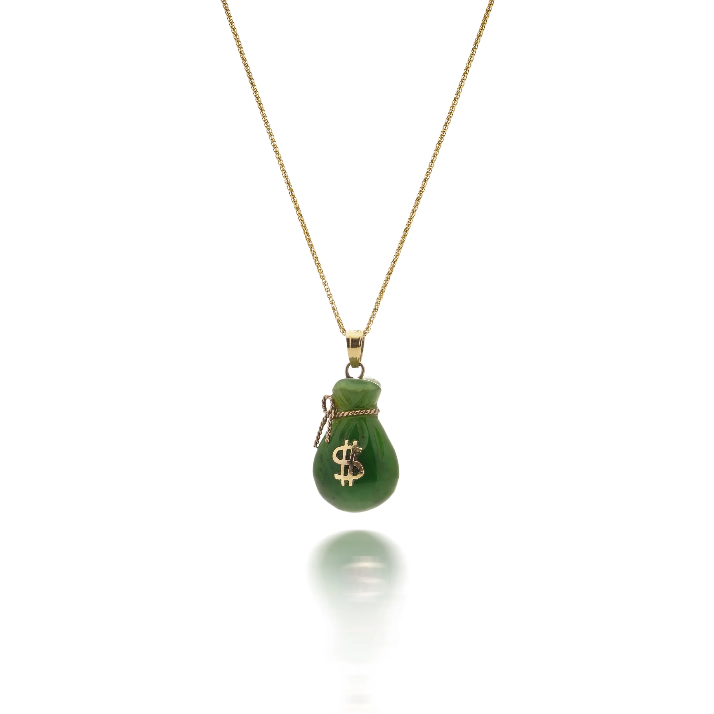 Jade & Gold Moneybag Pendant - Image 3