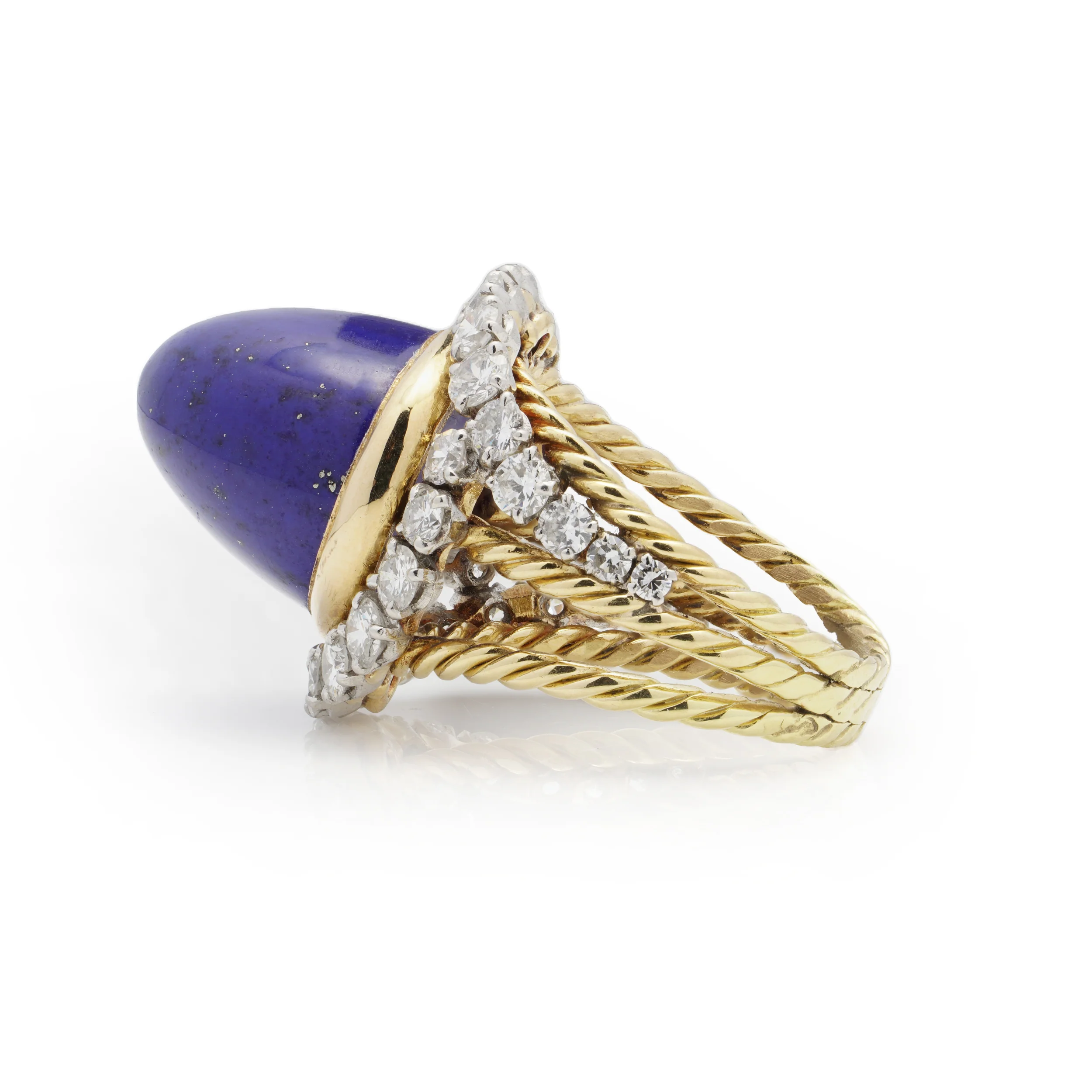 Lapis Lazuli & Diamond Ring, French - Image 5