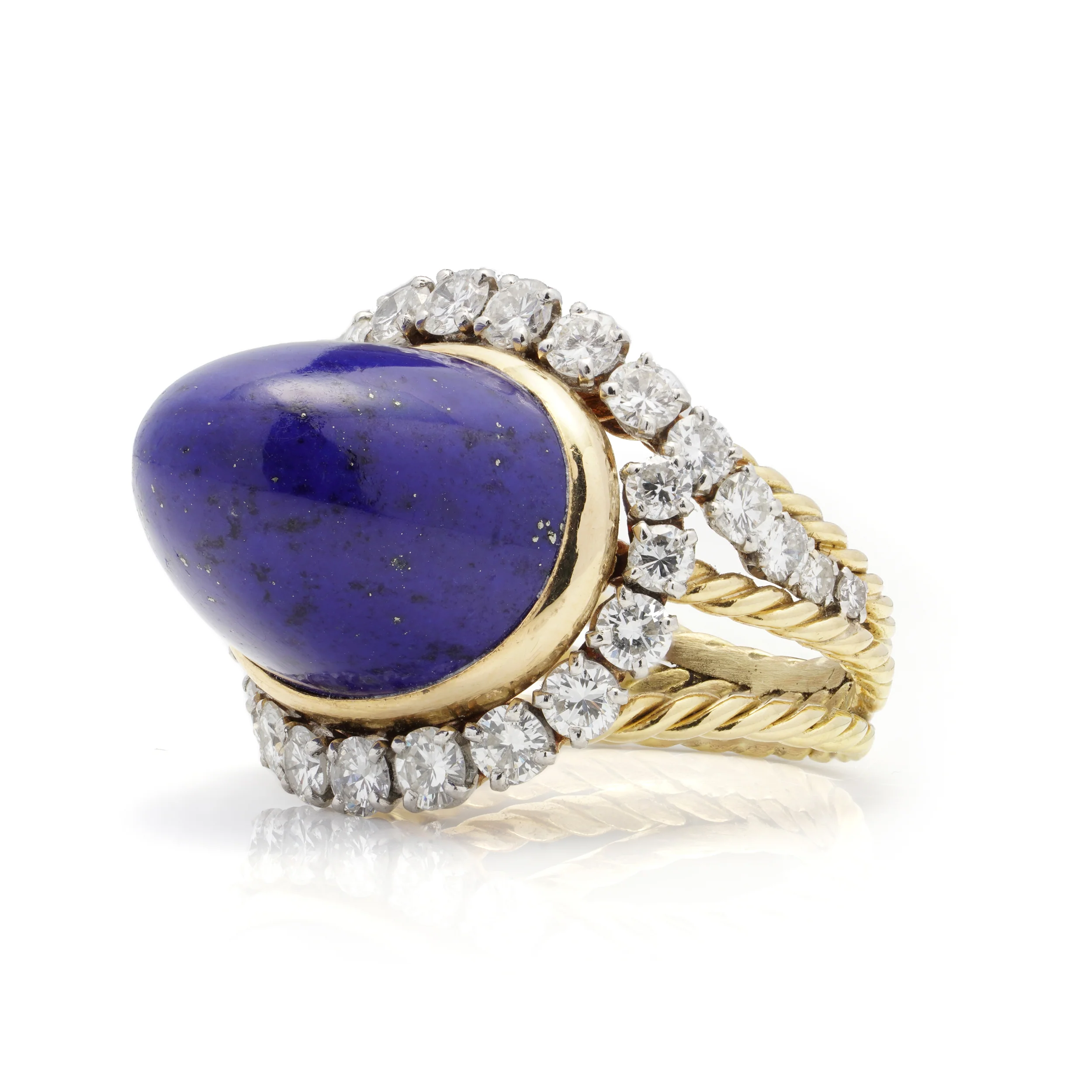 Lapis Lazuli & Diamond Ring, French - Image 6