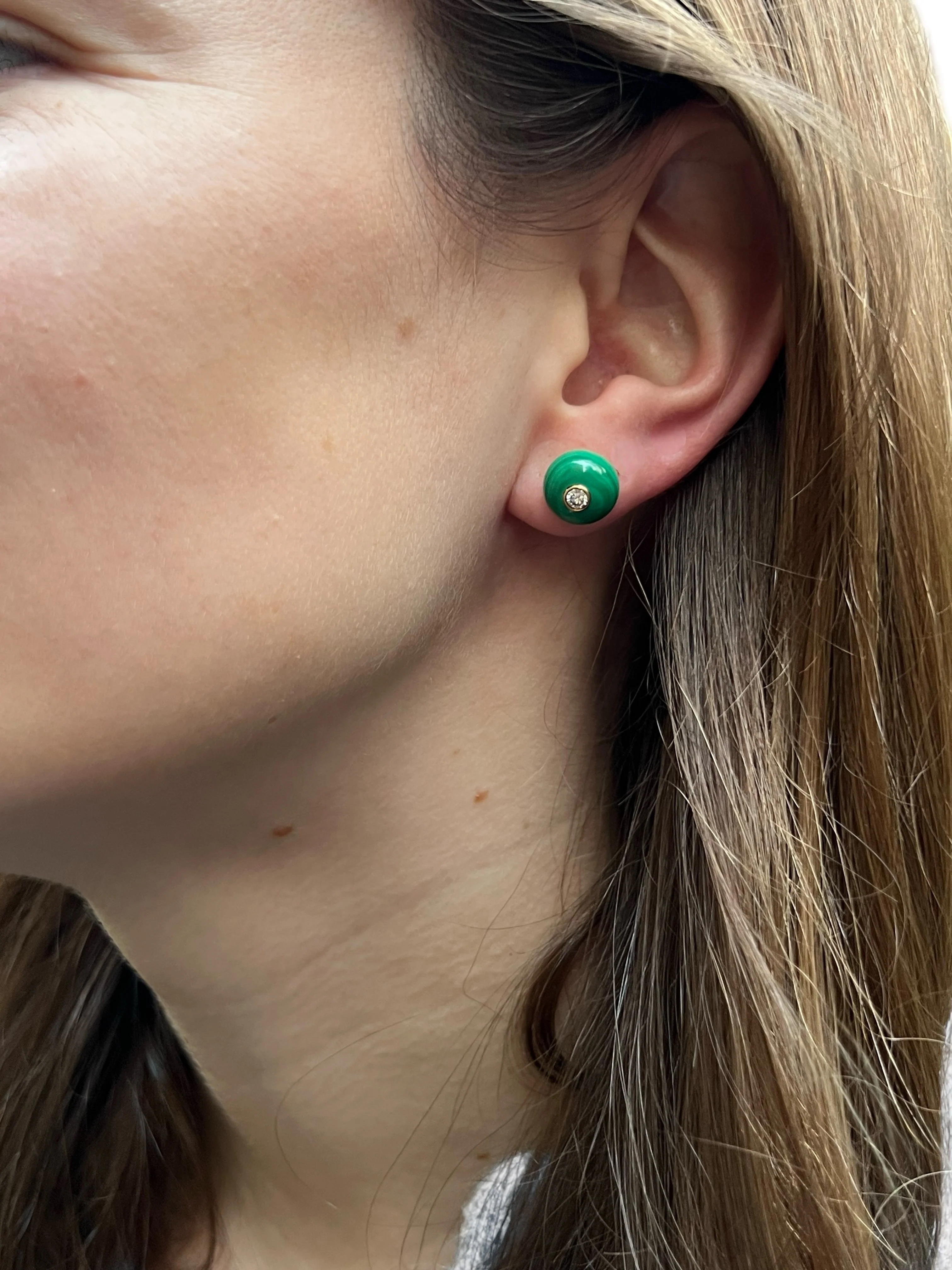 Malachite & Diamond Earrings - Image 3