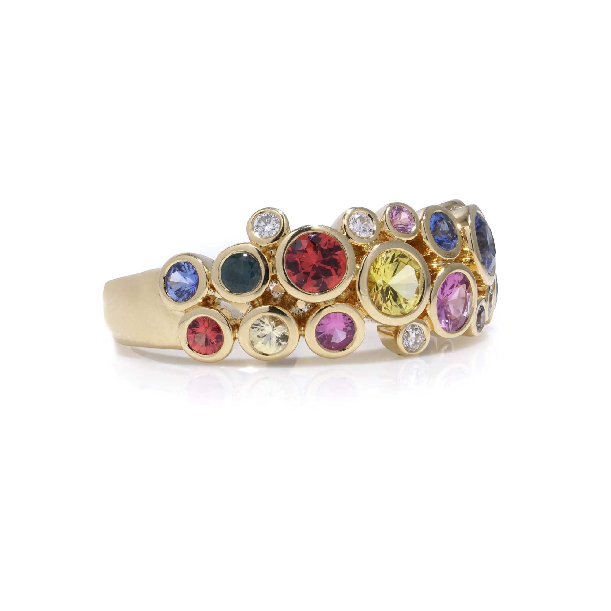 Multicoloured Sapphire Bubble Ring - Image 3
