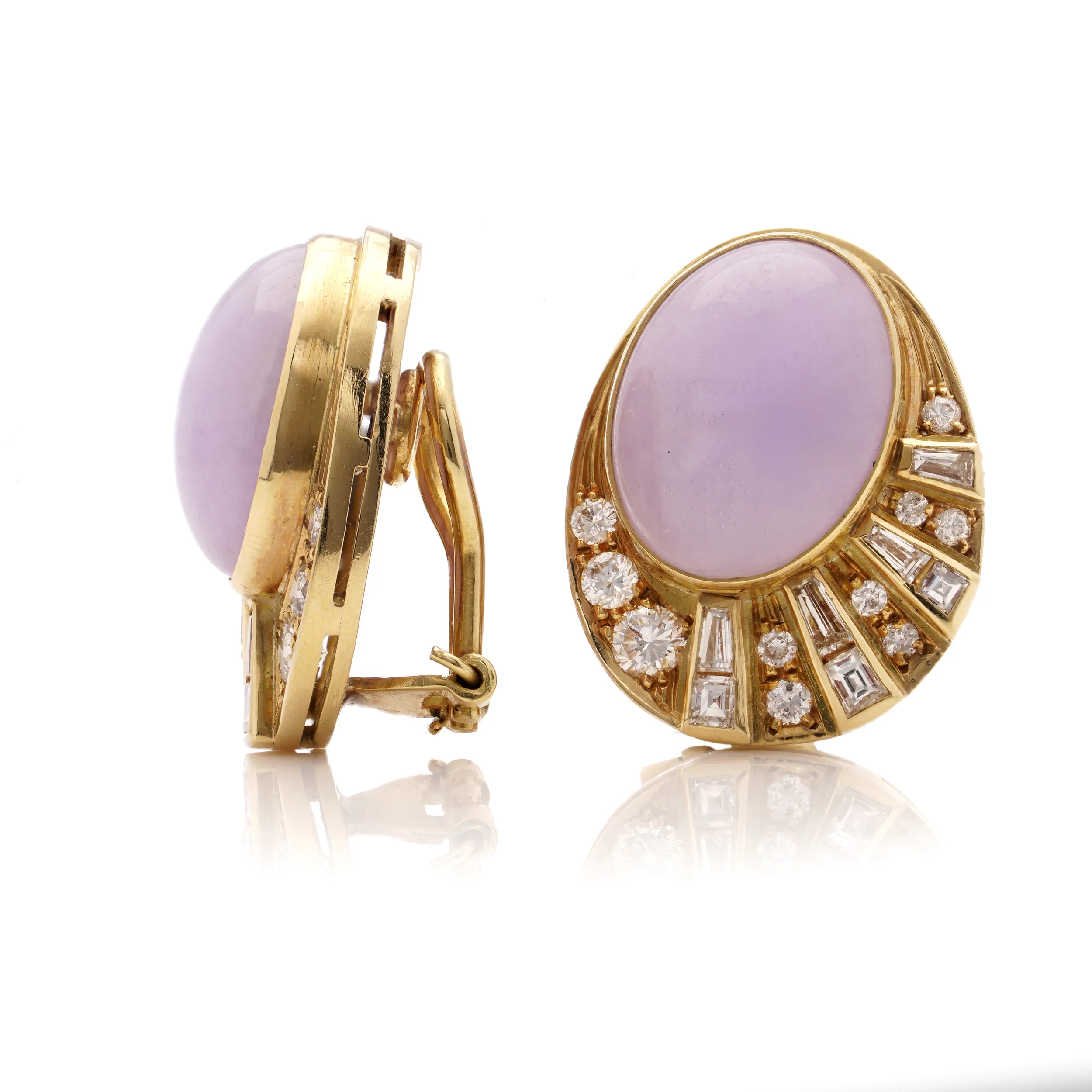 Natural Lavender Jade & Diamond Earrings - Image 3