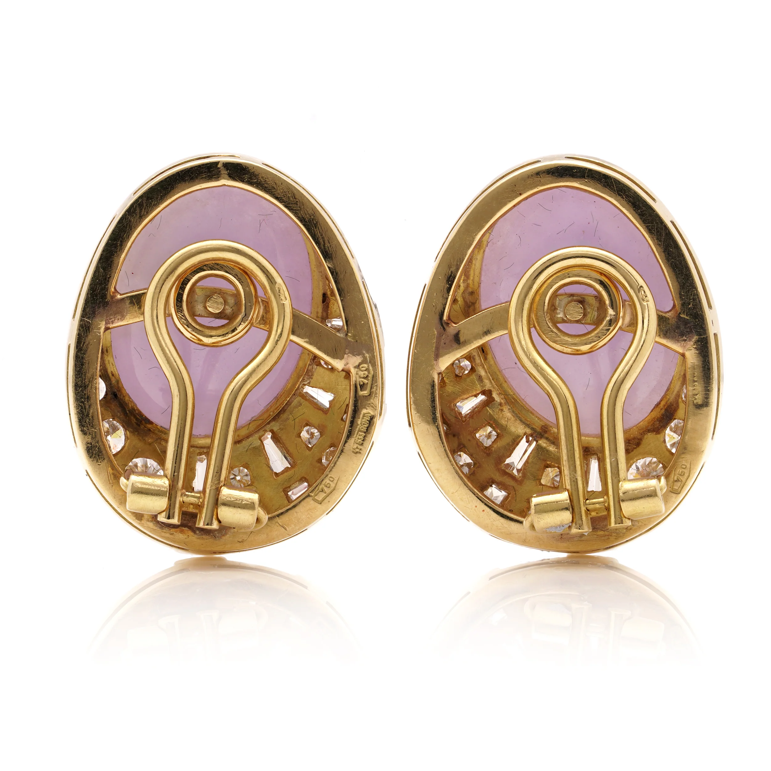 Natural Lavender Jade & Diamond Earrings - Image 4