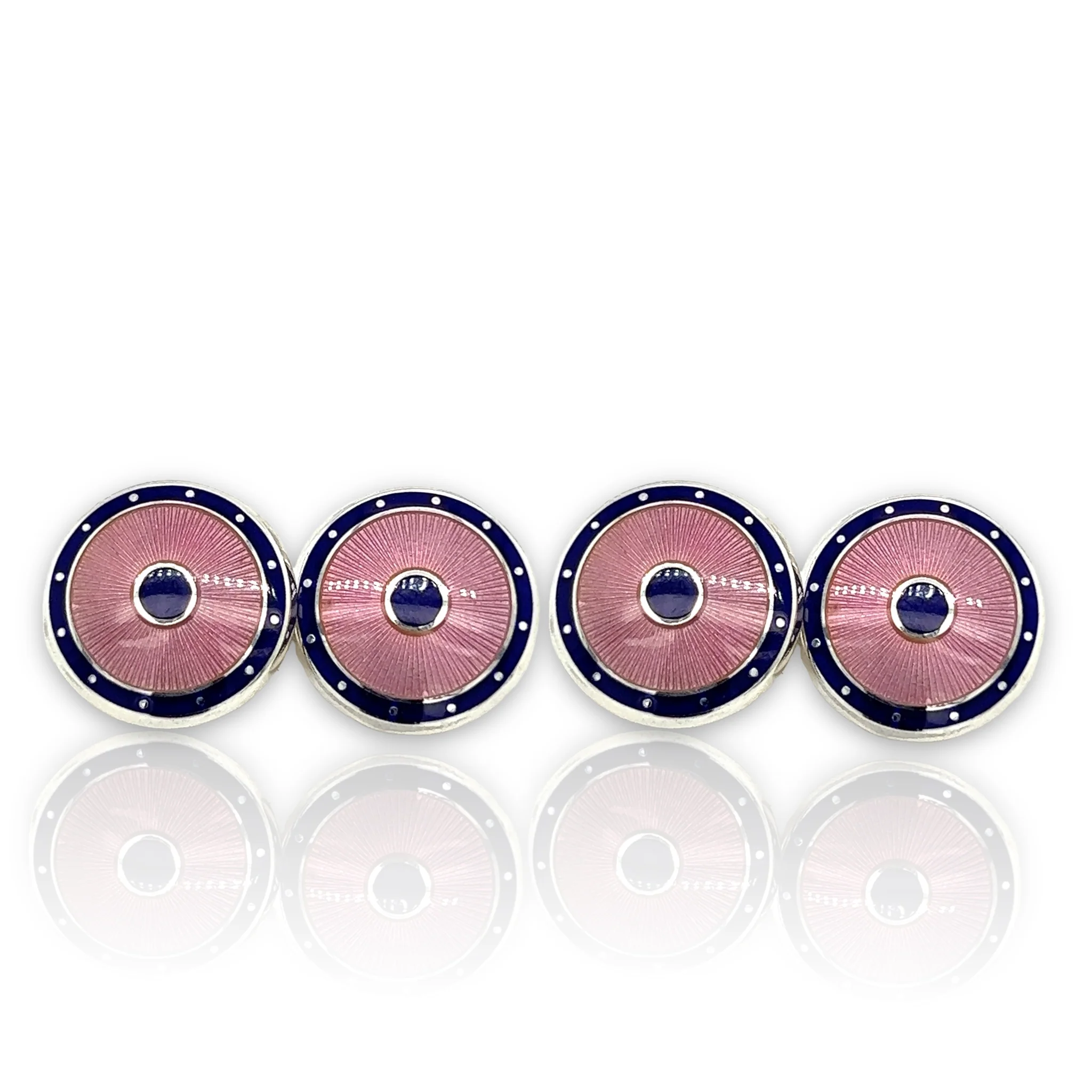 Navy & Pink Enamel Sterling Silver Cufflinks