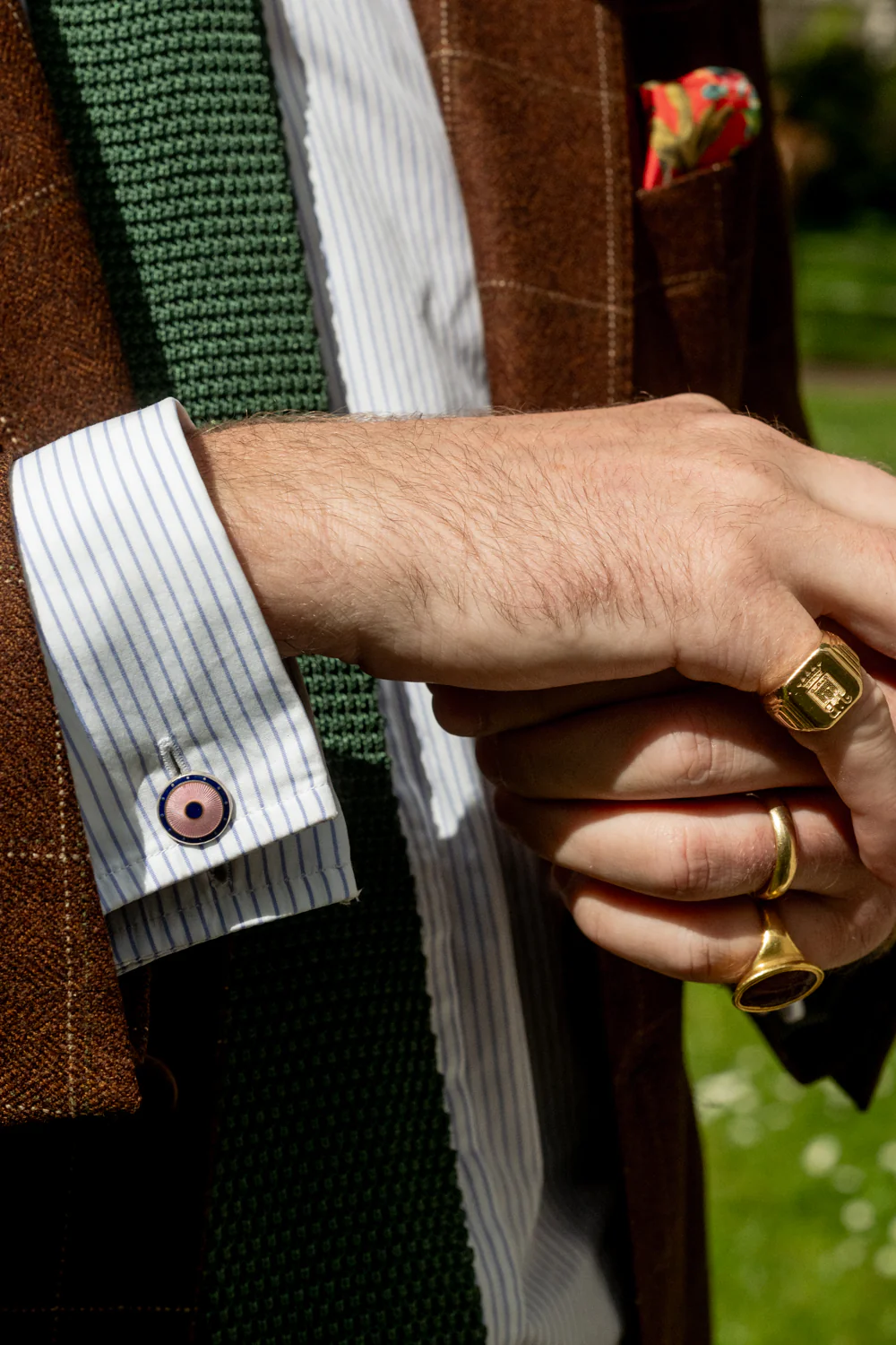 Navy & Pink Enamel Sterling Silver Cufflinks - Image 4