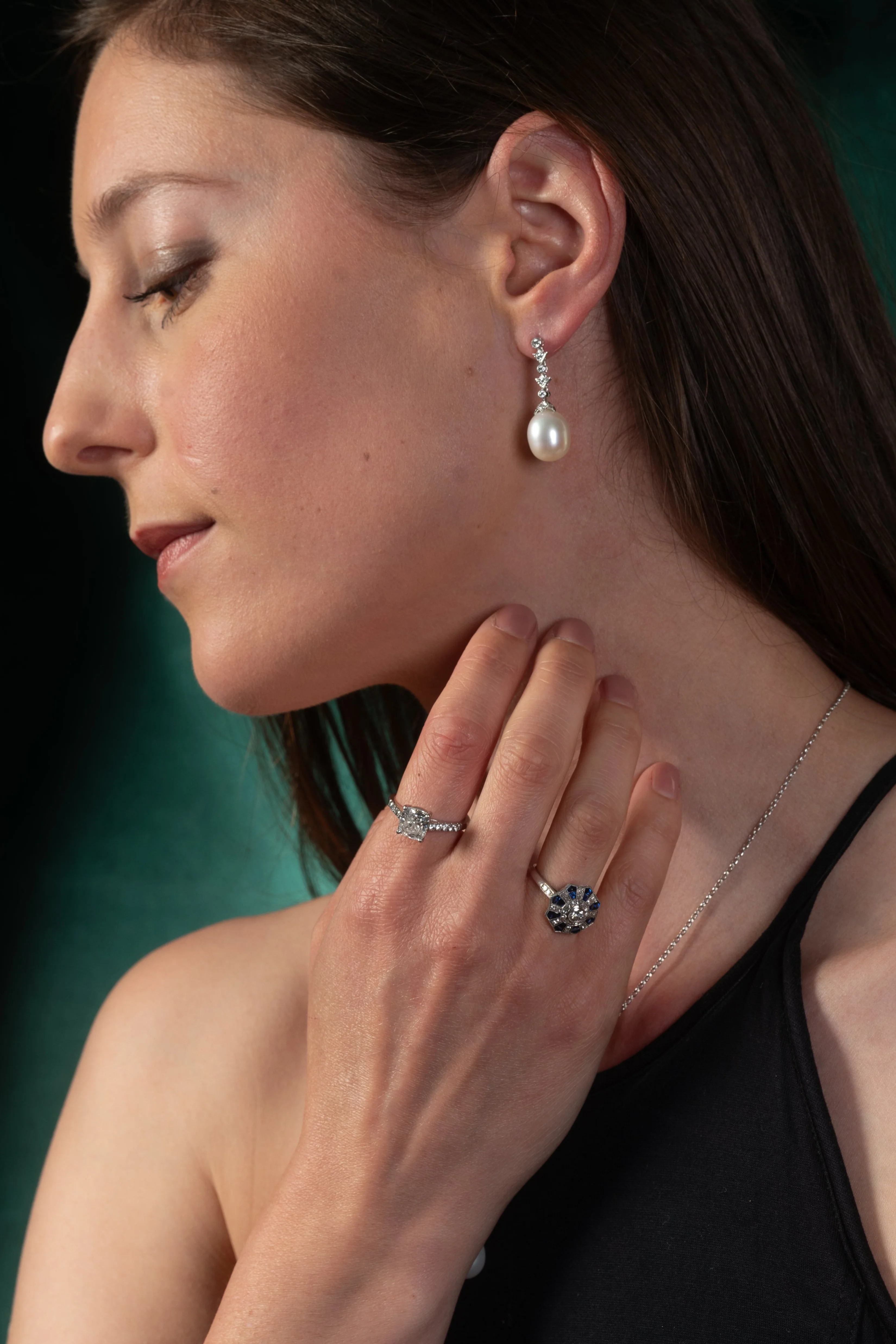 Pearl and Diamond Earrings - Image 4