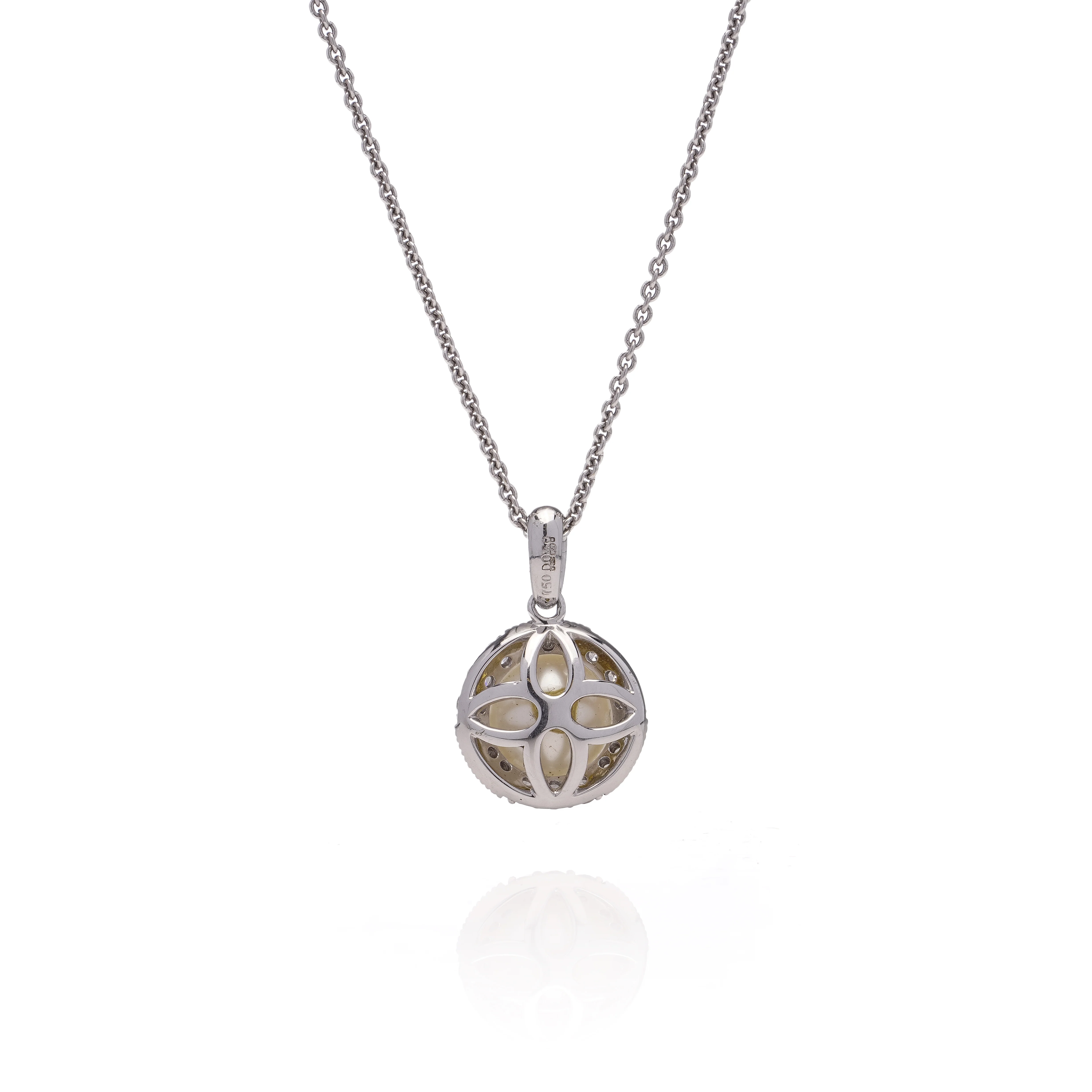 Pearl & Diamond Cluster Pendant - Image 3