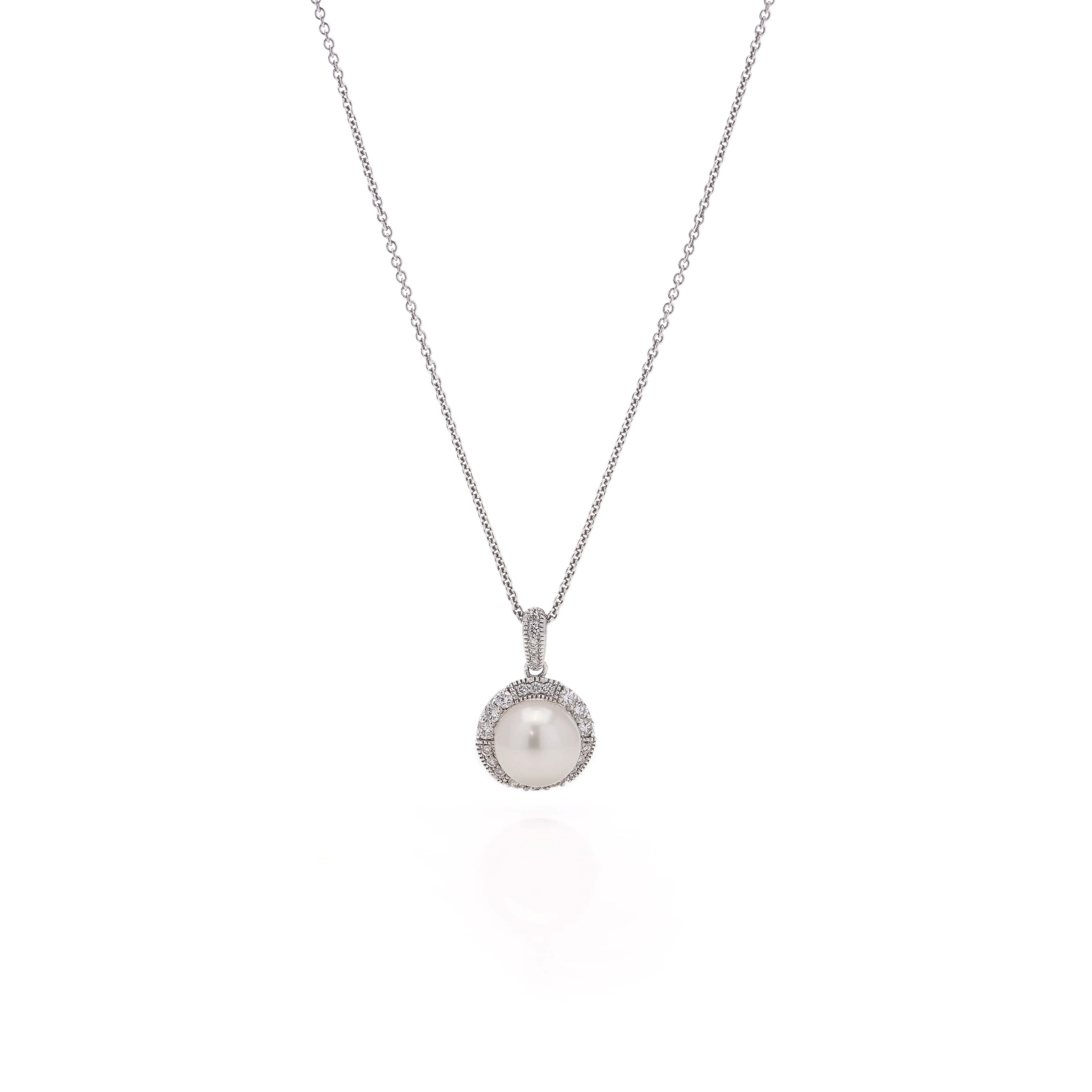 Pearl & Diamond Cluster Pendant - Image 4