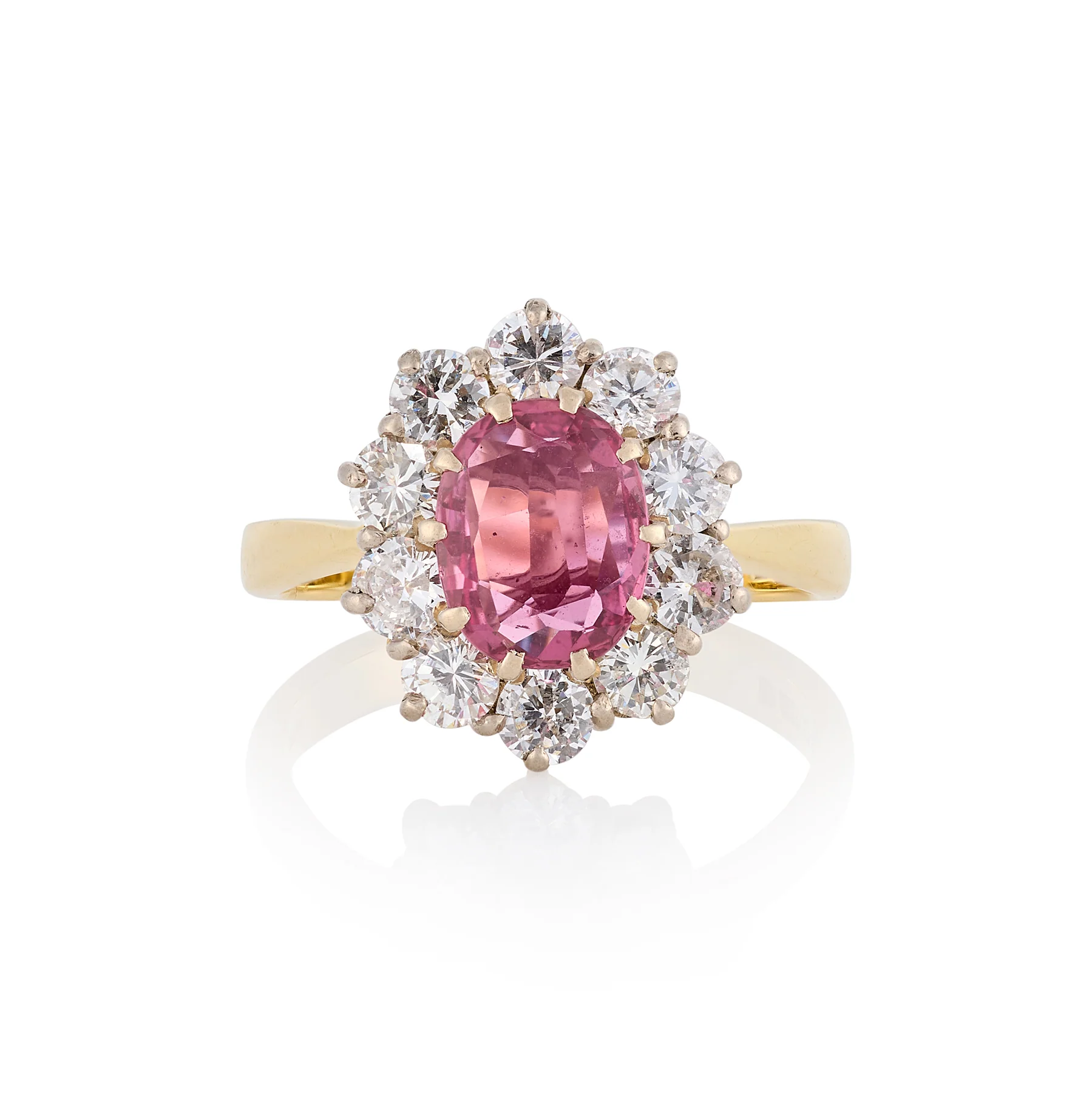 Pink Sapphire and Diamond Engagement Ring