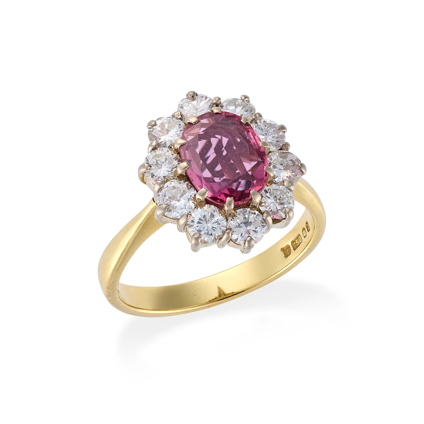 Pink Sapphire and Diamond Engagement Ring - Image 2