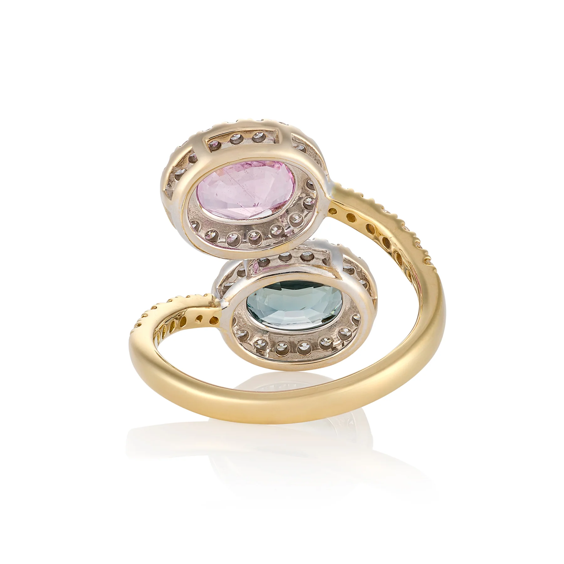Pink & Teal Sapphire 'Toi et moi' Ring - Image 3
