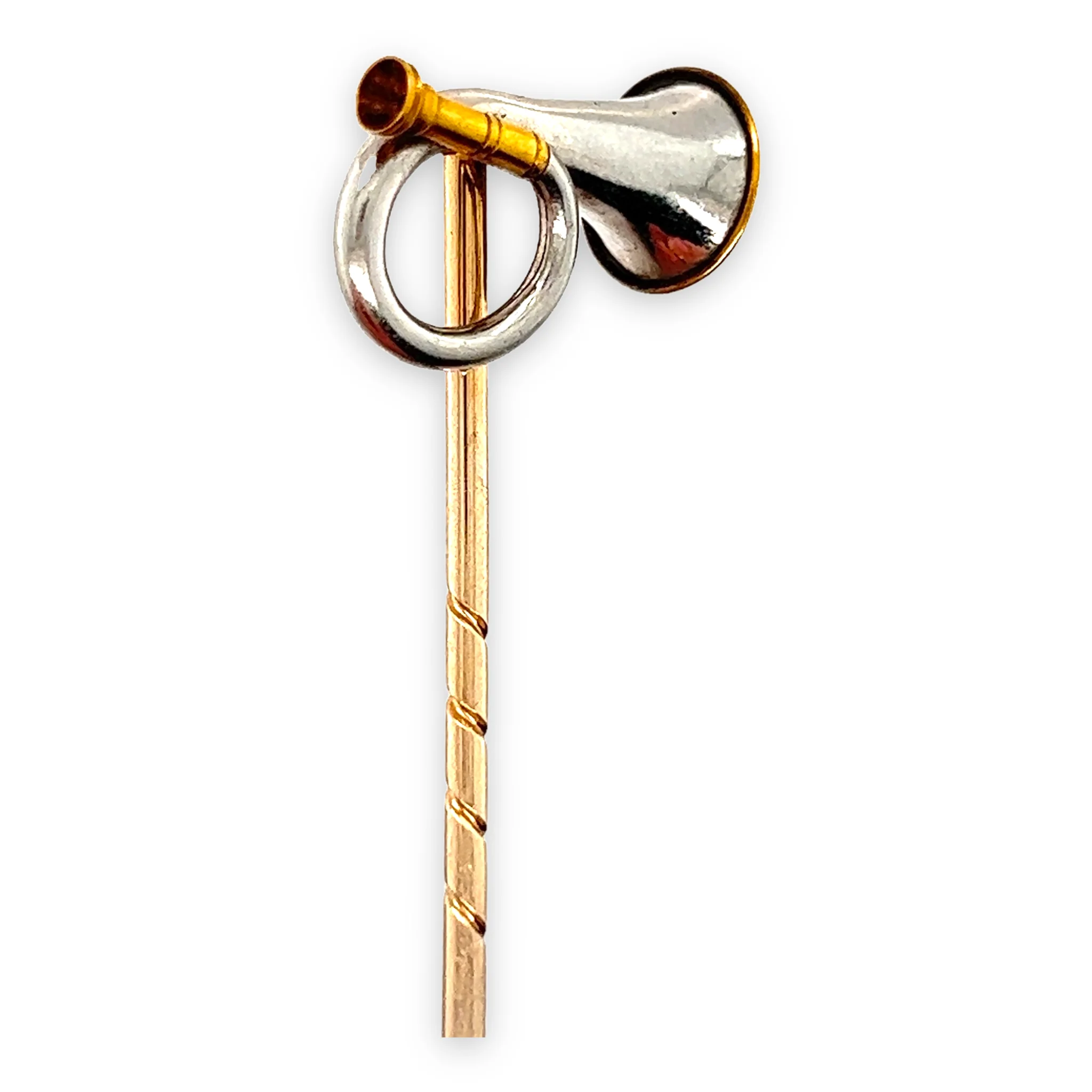Platinum & Gold Hunting Horn Stickpin - Image 3