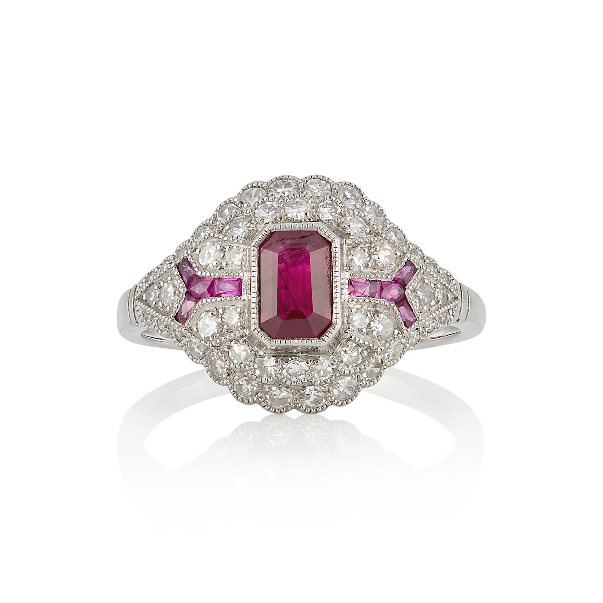 Ruby & Diamond Art Deco Style Ring
