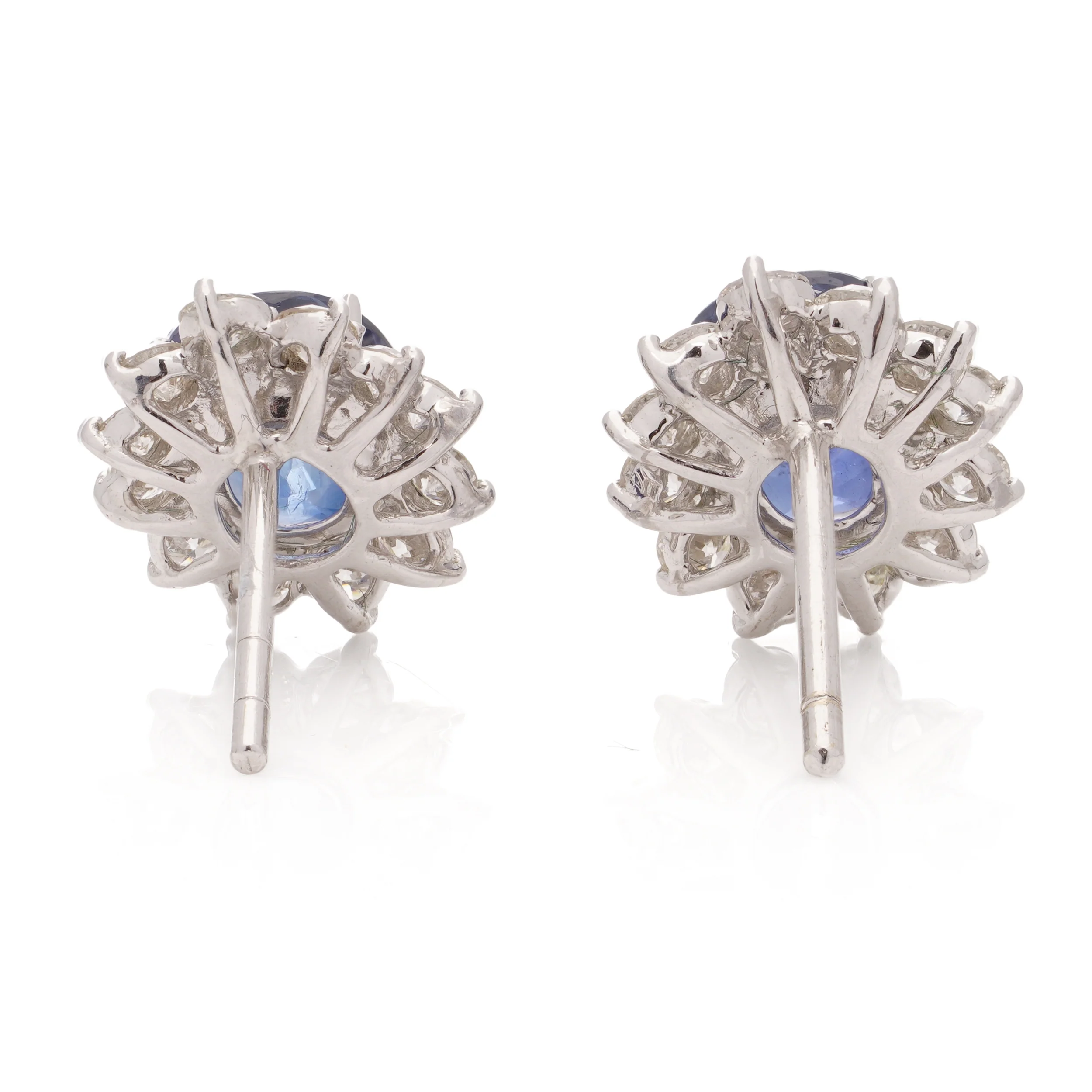 Sapphire & Diamond Cluster Earrings - Image 3