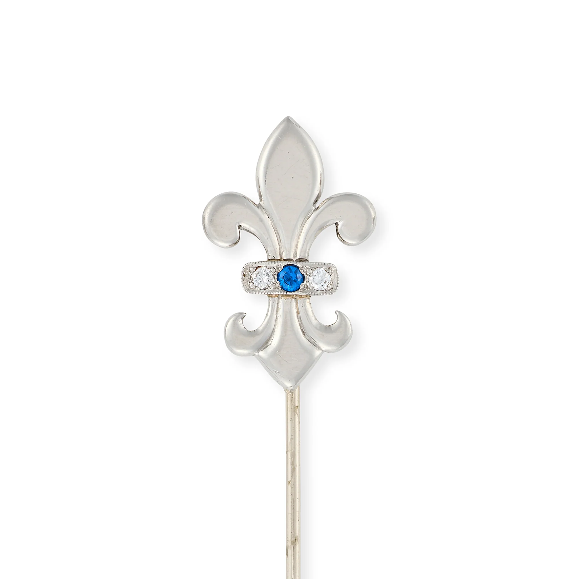Sapphire & Diamond Fleur de Lis Stickpin