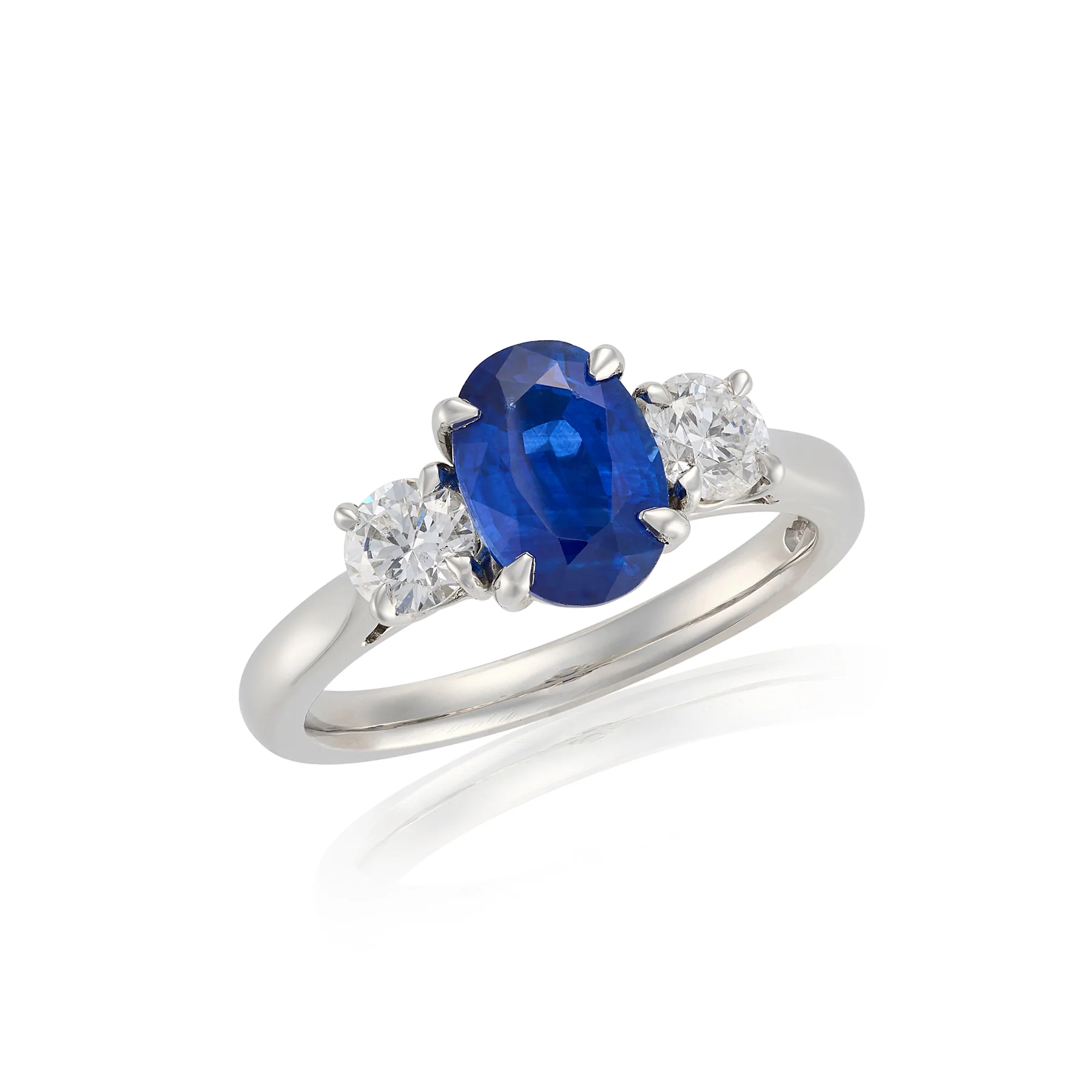 Sapphire & Diamond Three Stone Ring - Image 2