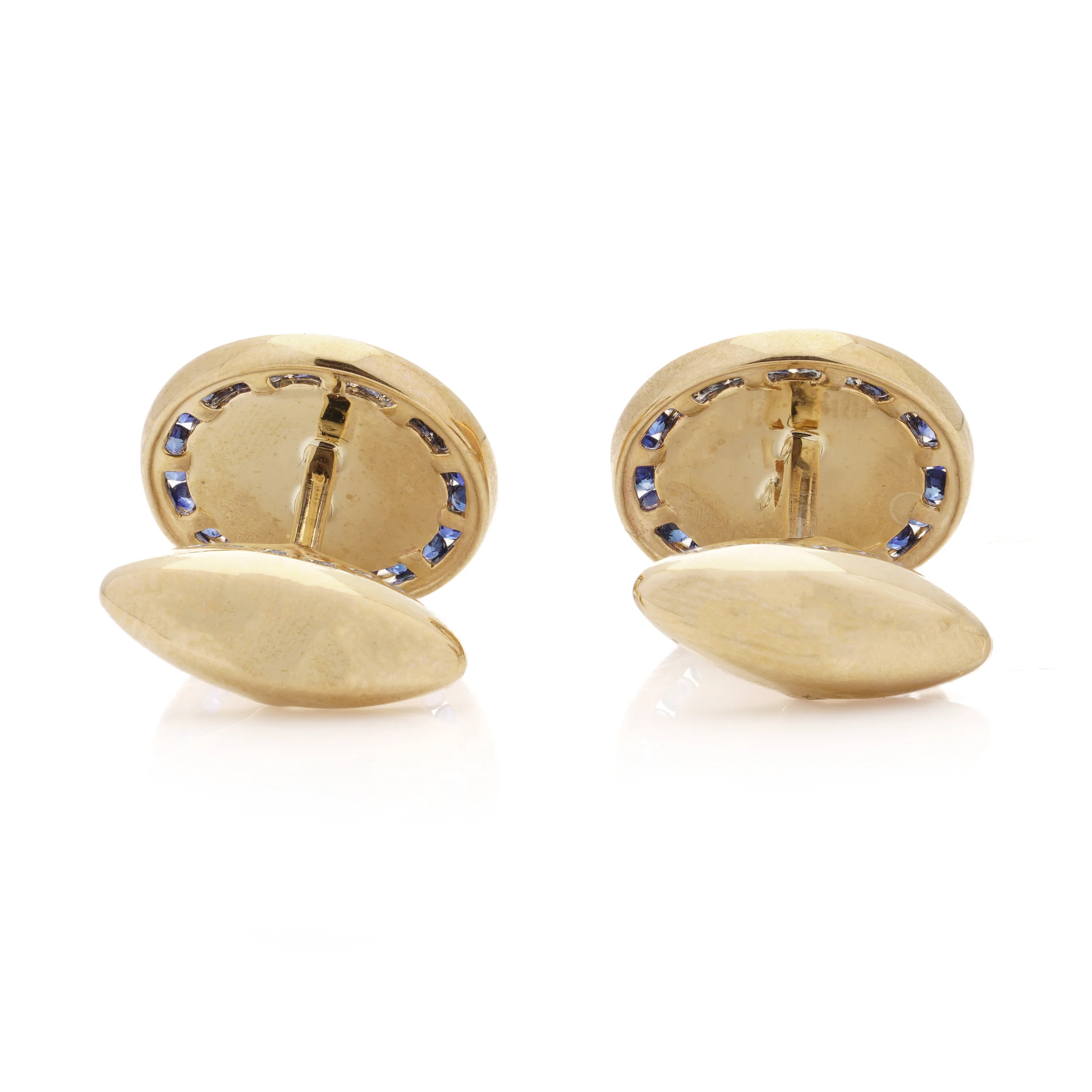 Sapphire, Mother of Pearl and Gold Cufflinks - Image 3