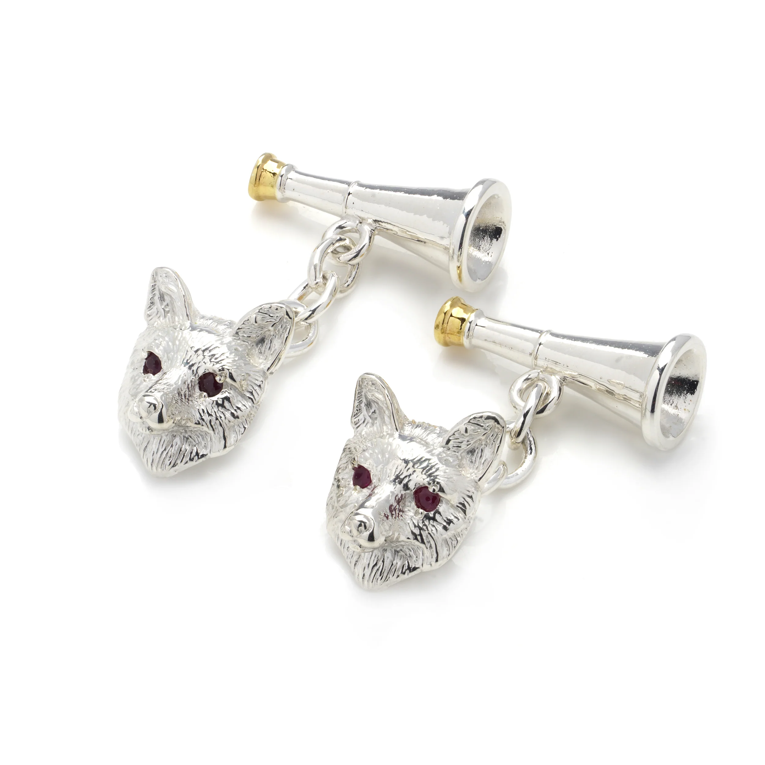 Silver and Ruby Hunting Cufflinks